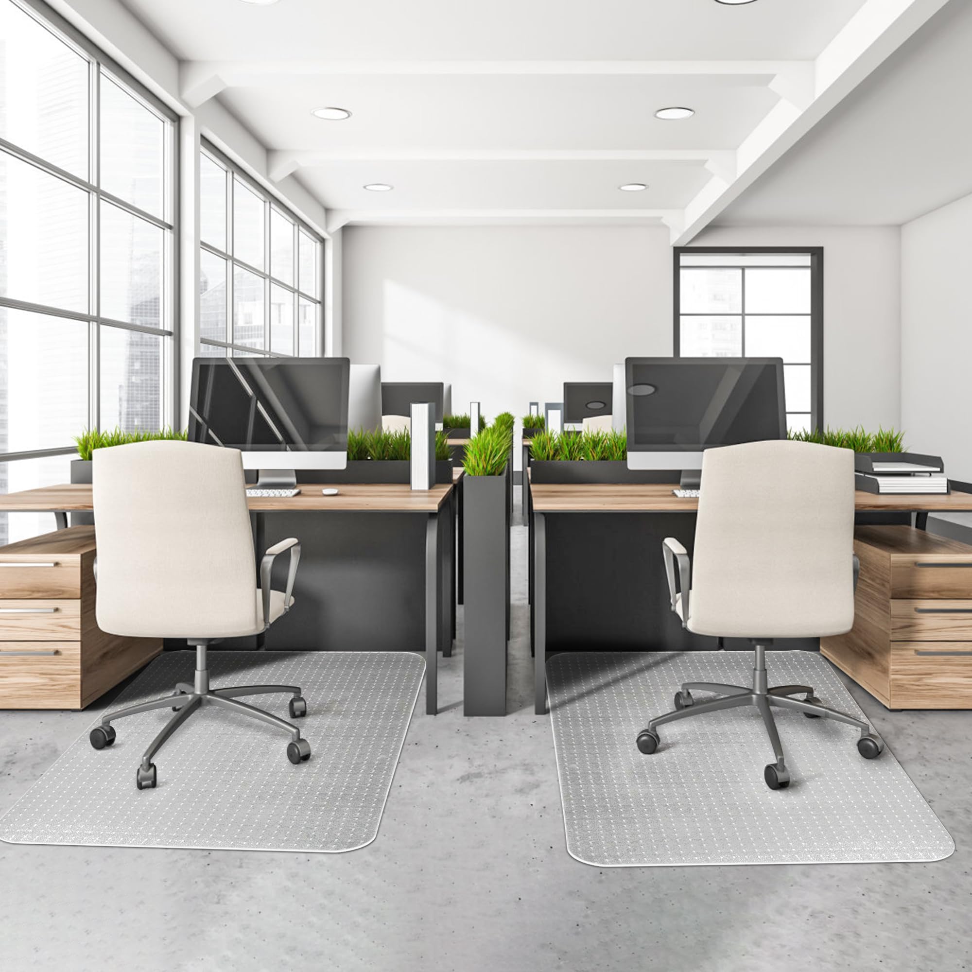 LeapYouth Office Chair Mat for Carpets, Clear Desk Floor Mat for Low, Flat and No Pile Carpeted Floors, Thick and Sturdy Carpet Protector for Desk Chair (48'' X 36'' Rectangle)