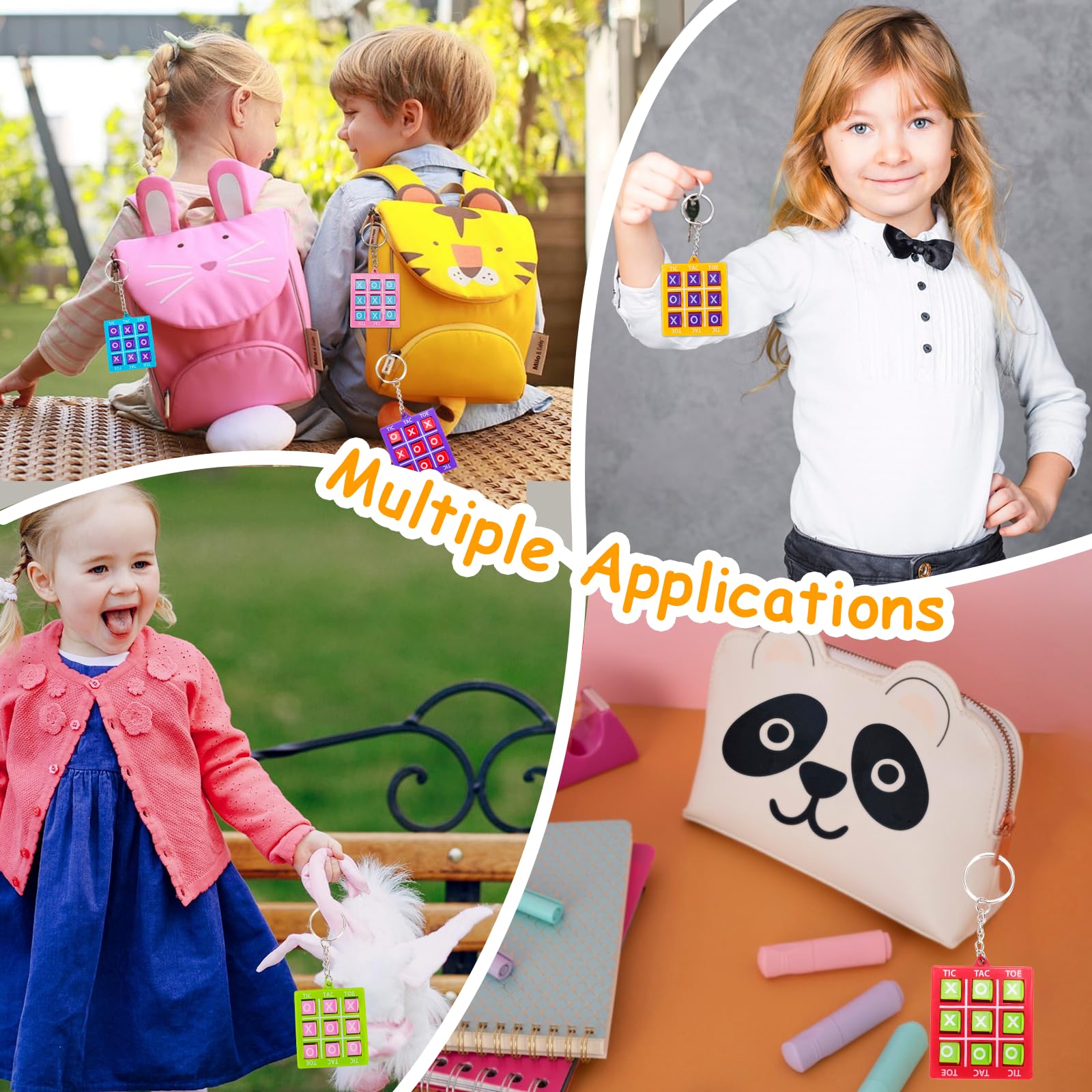 24PCS Tic Tac Toe Game Birthday Party Favors Halloween Goodie Bags Stuffers for Kids 3-5 4-8 8-12 Classroom Treasure Chest Carnival Prize Box Toys Bulk Keychain Pinata Filler Return Gifts for Girl Boy