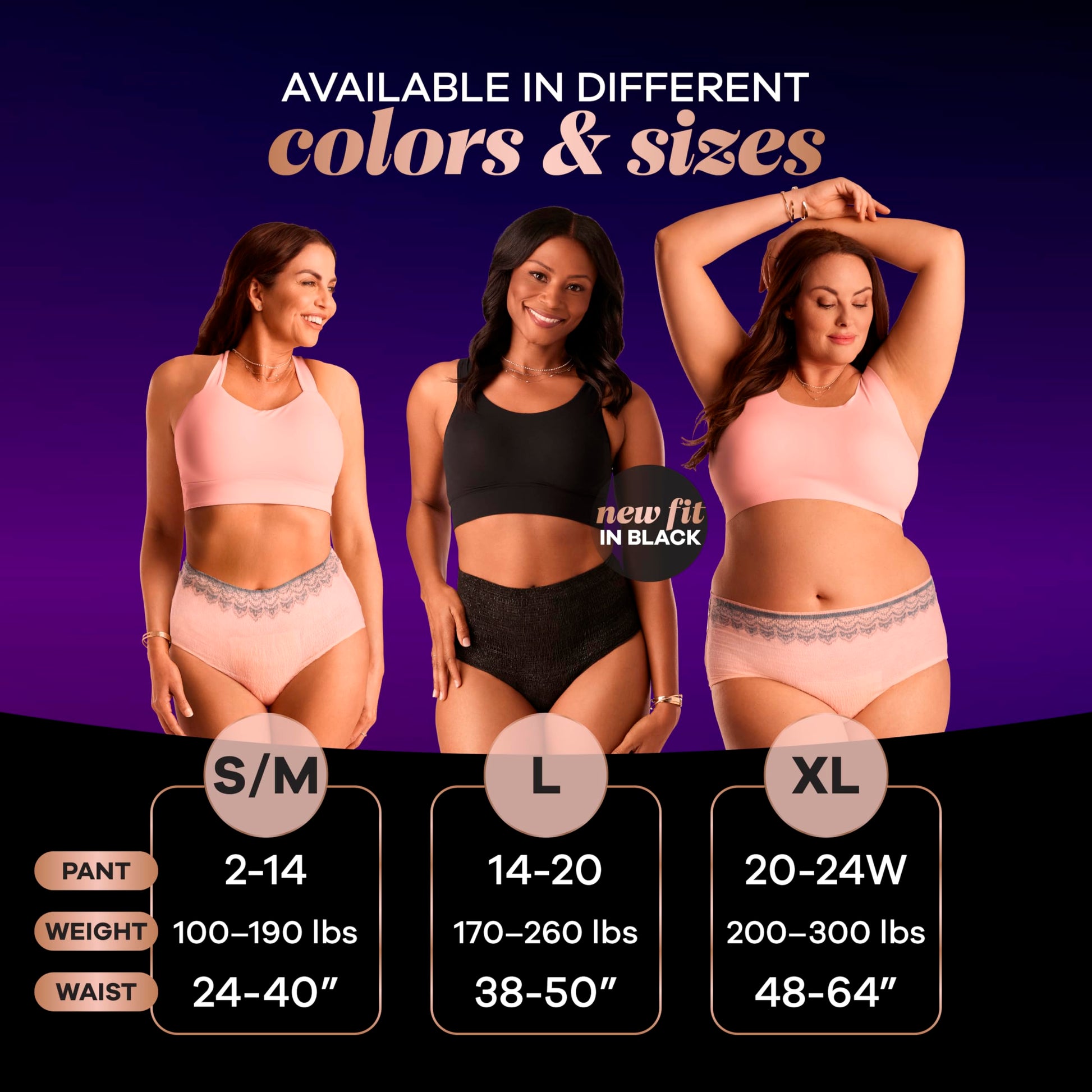 Always Discreet Boutique Incontinence and Postpartum Underwear for Women, Maximum Protection, Small/Medium, Black, 20 Count