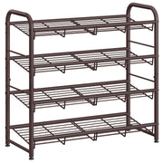 SONGMICS Stackable Shoe Rack, 4 Tier Metal Shoes Rack Storage Shelf, Holds up to 20 Pairs Shoes, Adjustable Slanted Shelves Tower Organizer for Closet Entryway Small Spaces, Bronze