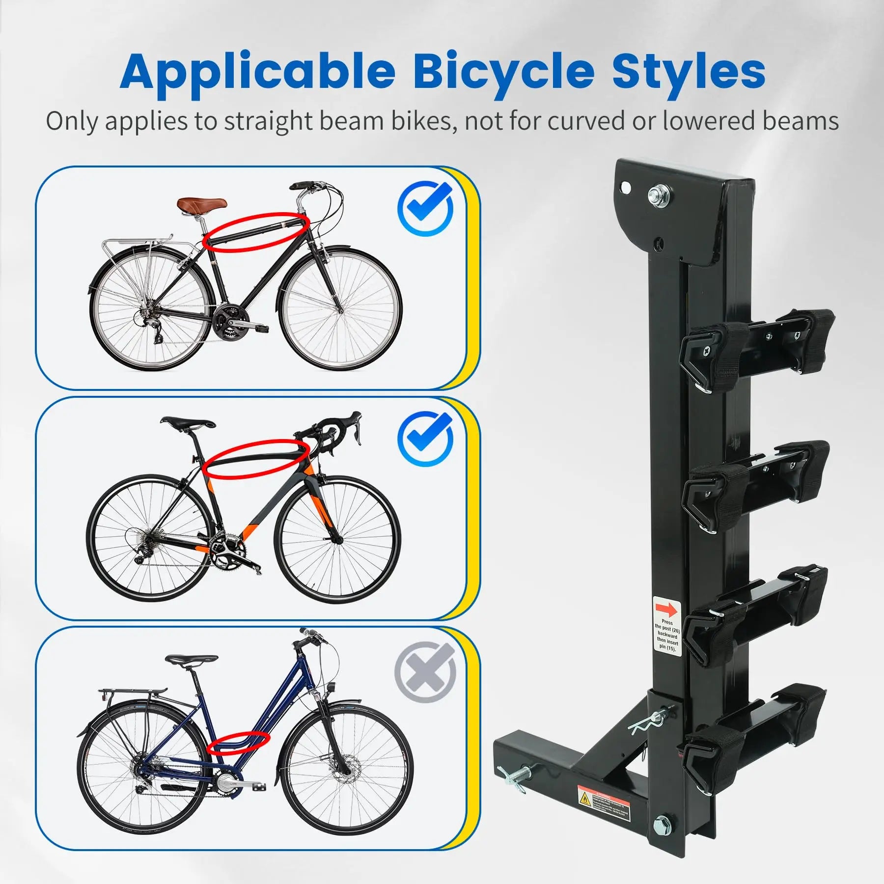 MaxxHaul 70210 Hitch Mount Bike Rack 4-Bike Rack, Black For Cars Trucks SUV's Minivans, Large