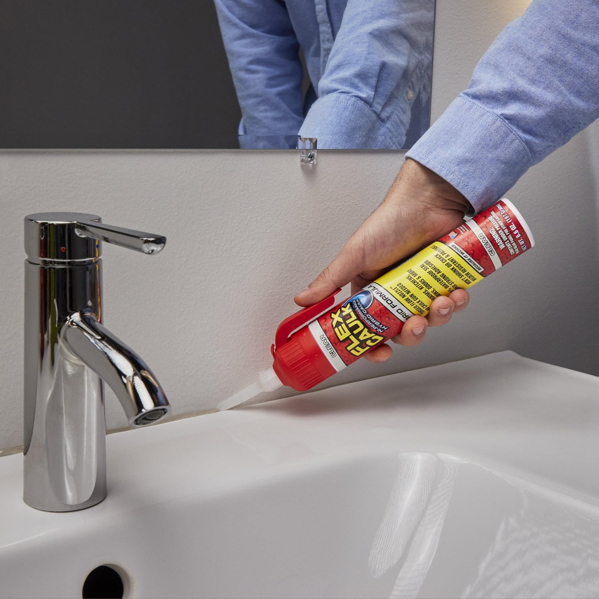 Flex Caulk, Waterproof & Weatherproof Hybrid Polymer Sealant, Strong, Paintable, Indoor, Outdoor, Bath, Shower, Sink, Window, Baseboards, Door, RV, Roof, Wood, Auto & Marine, Clear, 6.6 oz, 1-Pack
