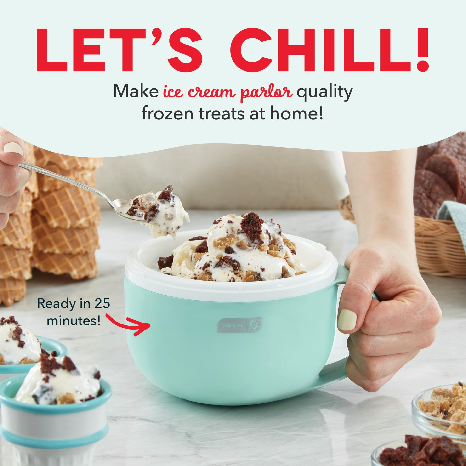 DASH My Mug Ice Cream Maker, for Ice Cream, Gelato, Sorbet, Frozen Yogurt, and Custom Mix-Ins