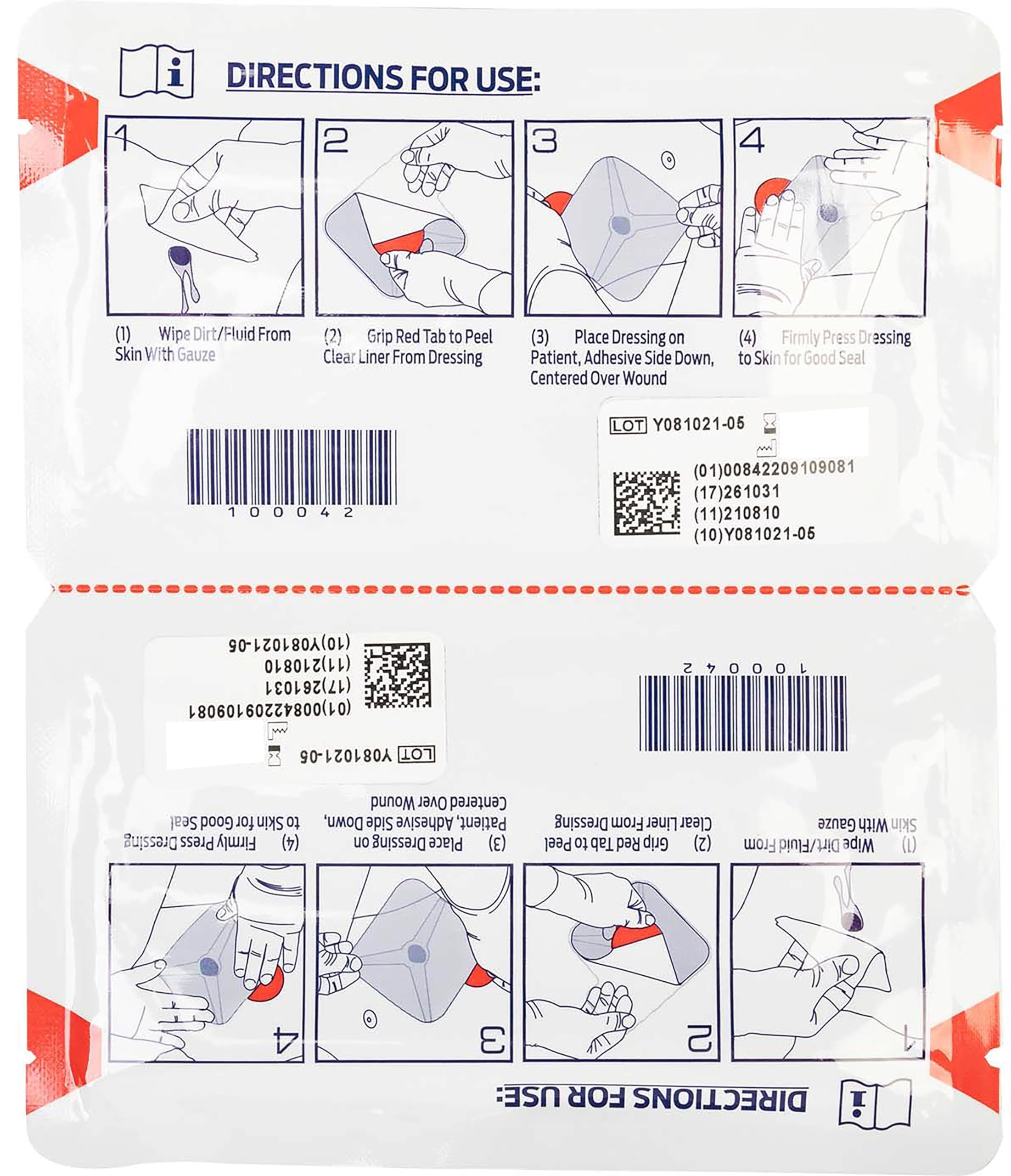 North American Rescue HyFin Vent Chest Seal (Twin Pack) NAR Vented Compact Chest Seals for Wounds, Trauma (10-0042)