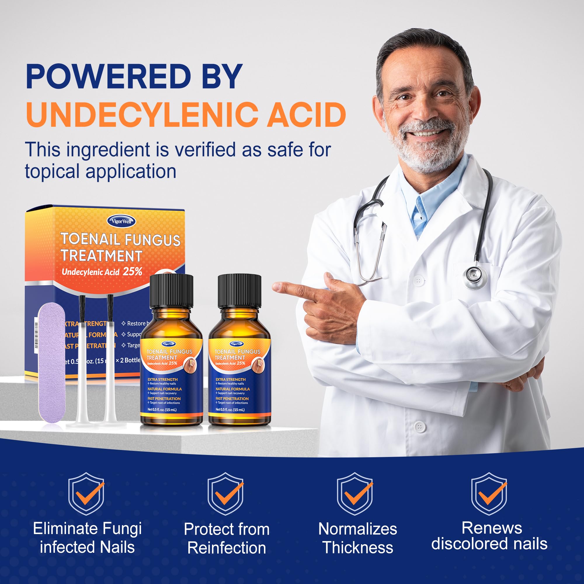Toenail Fungus Treatment with 25% Undecylenic Acid: Toenail Fungus Treatment Extra Strength for Thick, Yellow and Damaged Nails - Safe and Gentle for Nails Care
