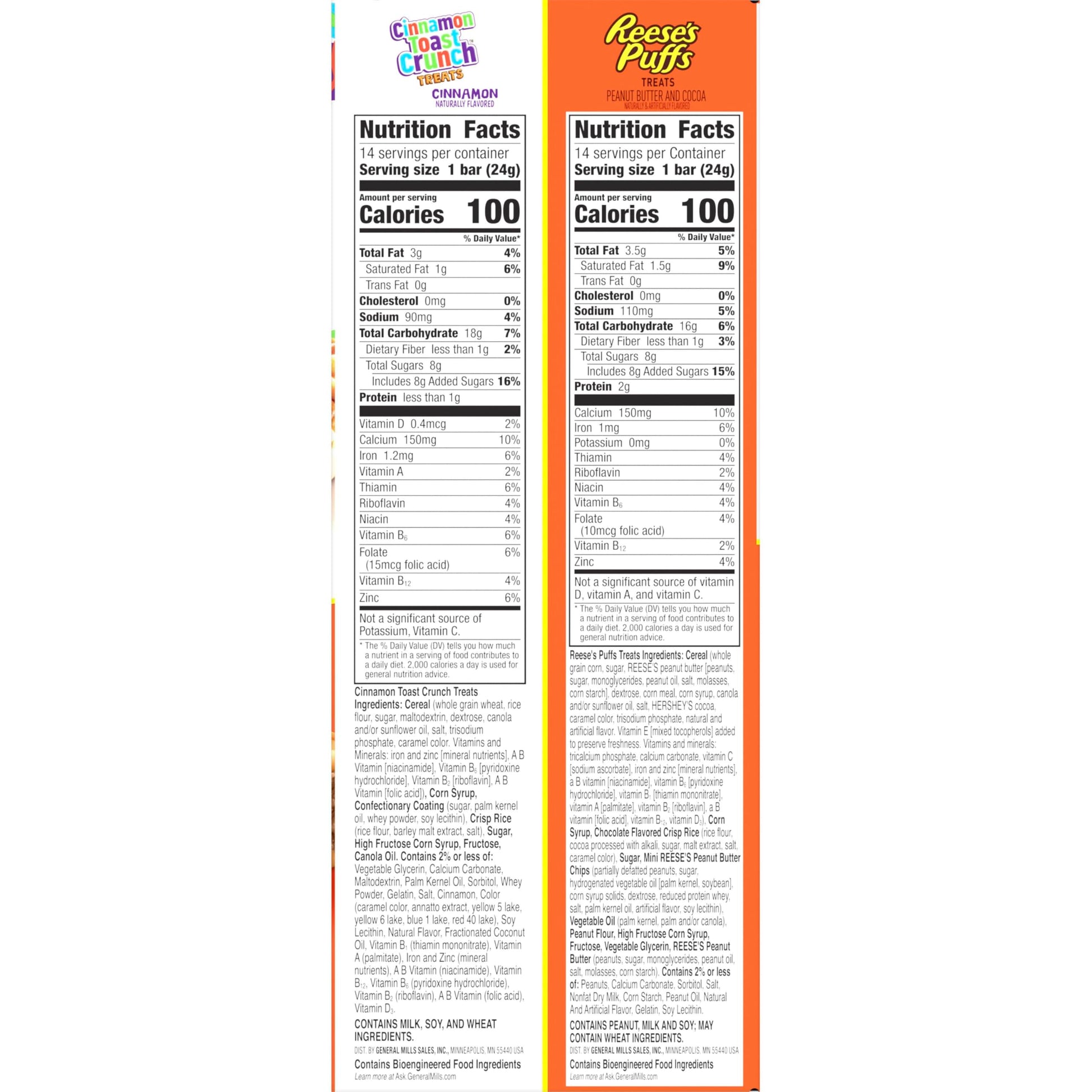 Cinnamon Toast Crunch and REESE'S Puffs Cereal Treat Bars Variety Pack, Snack Bars, 28 Ct, 23.8 oz