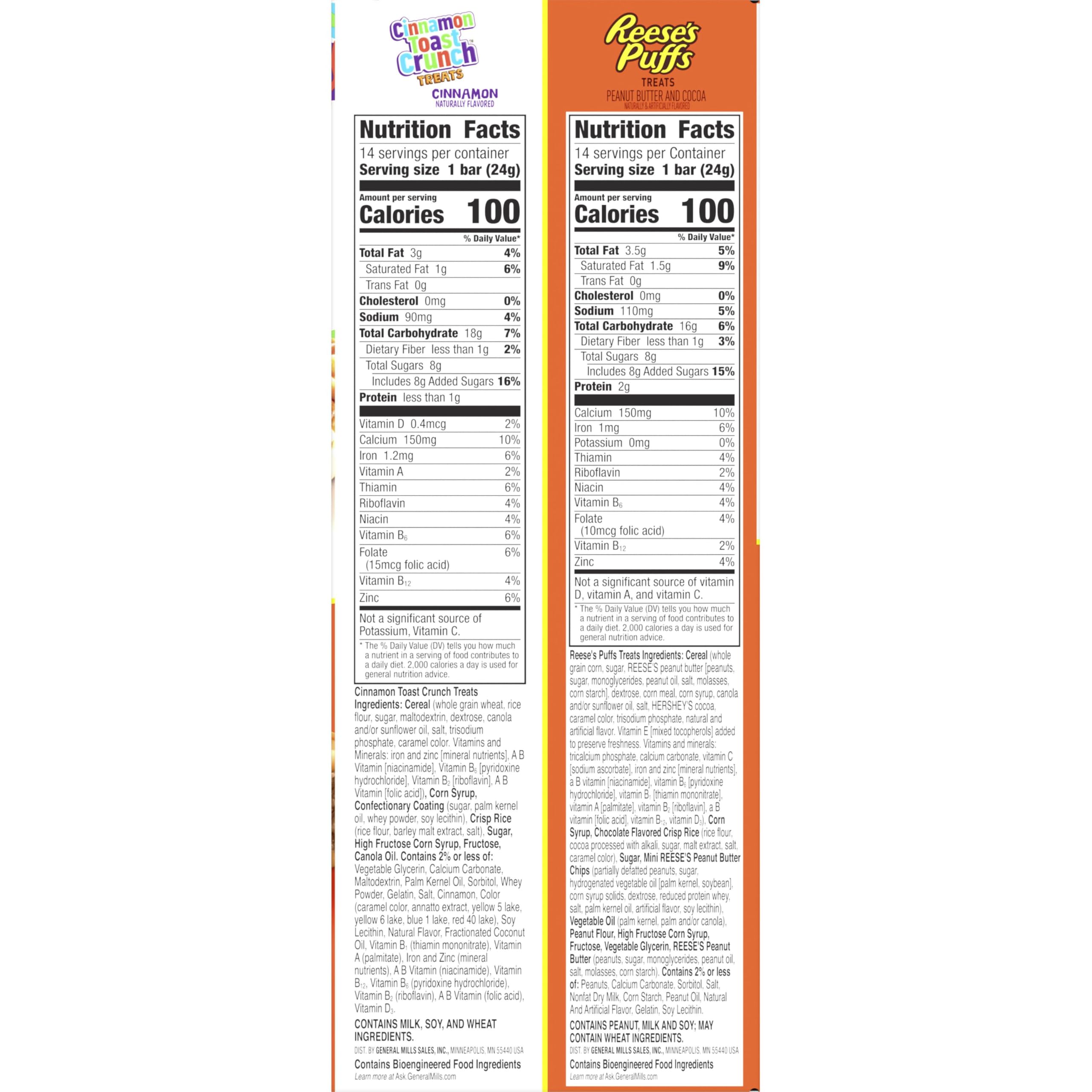 Cinnamon Toast Crunch and REESE'S Puffs Cereal Treat Bars Variety Pack, Snack Bars, 28 Ct, 23.8 oz