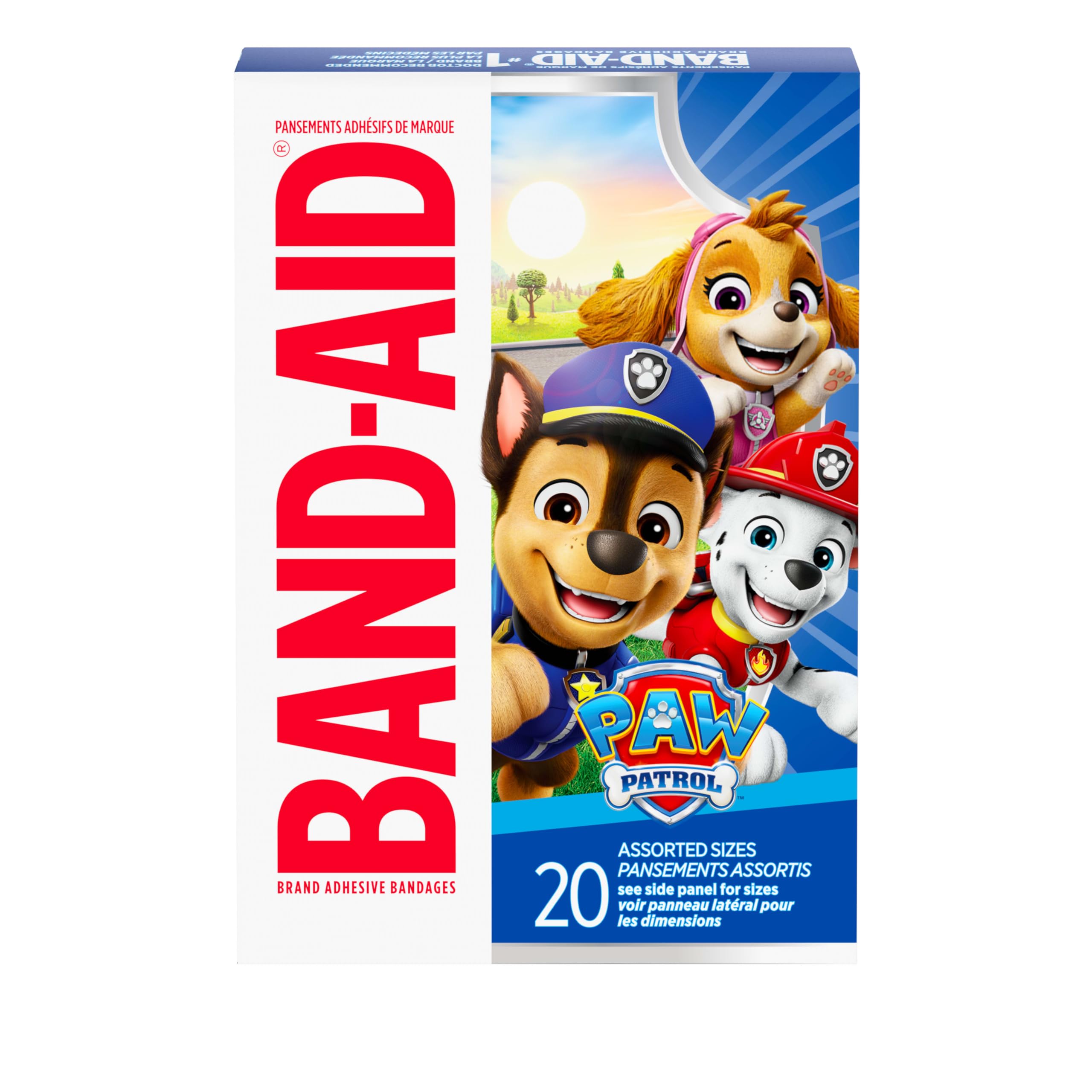 Band-Aid Brand Sterile Adhesive Individually Wrapped Bandages for Kids Featuring Nickelodeon Paw Patrol Characters, First Aid & Wound Care of Minor Cuts & Scrapes, Assorted Sizes 20 ct