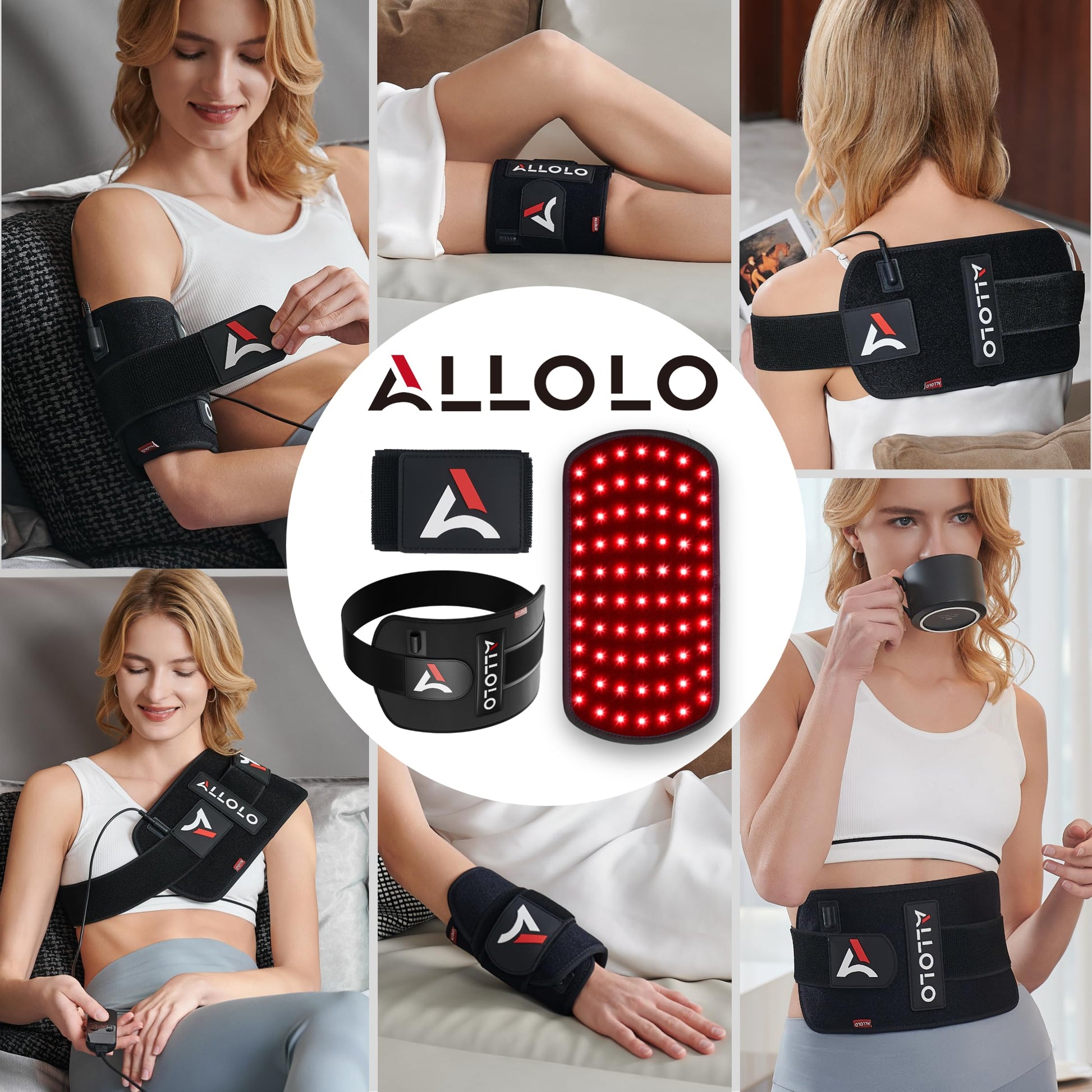 ALLOLO Red Light Therapy for Body, 3-in-1 LED Bead with Timer Remote Control, 12.6"*6.3" 660nm&850nm Infrared Light Therapy for Body Pain Relief Wearable for Muscle Repair