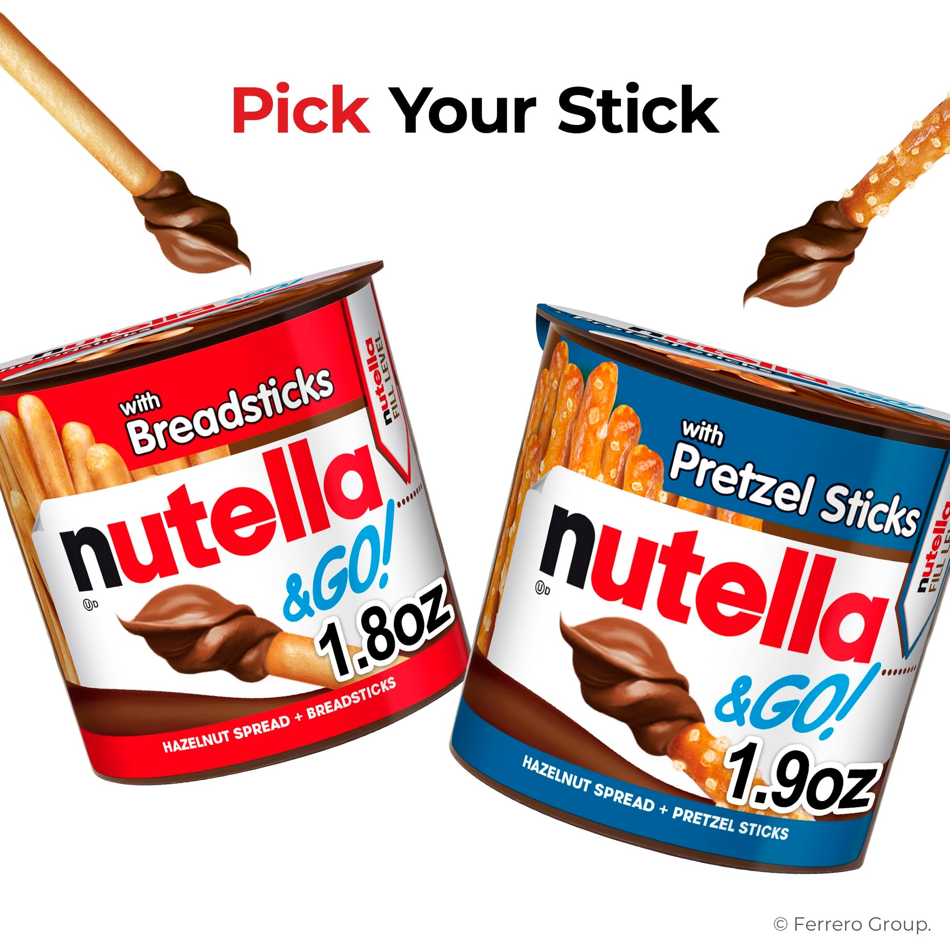 Nutella & GO! Bulk 12 Pack, Hazelnut and Cocoa Spread with Breadsticks, Stocking Stuffers, Snack Cups, 1.8 oz Each​