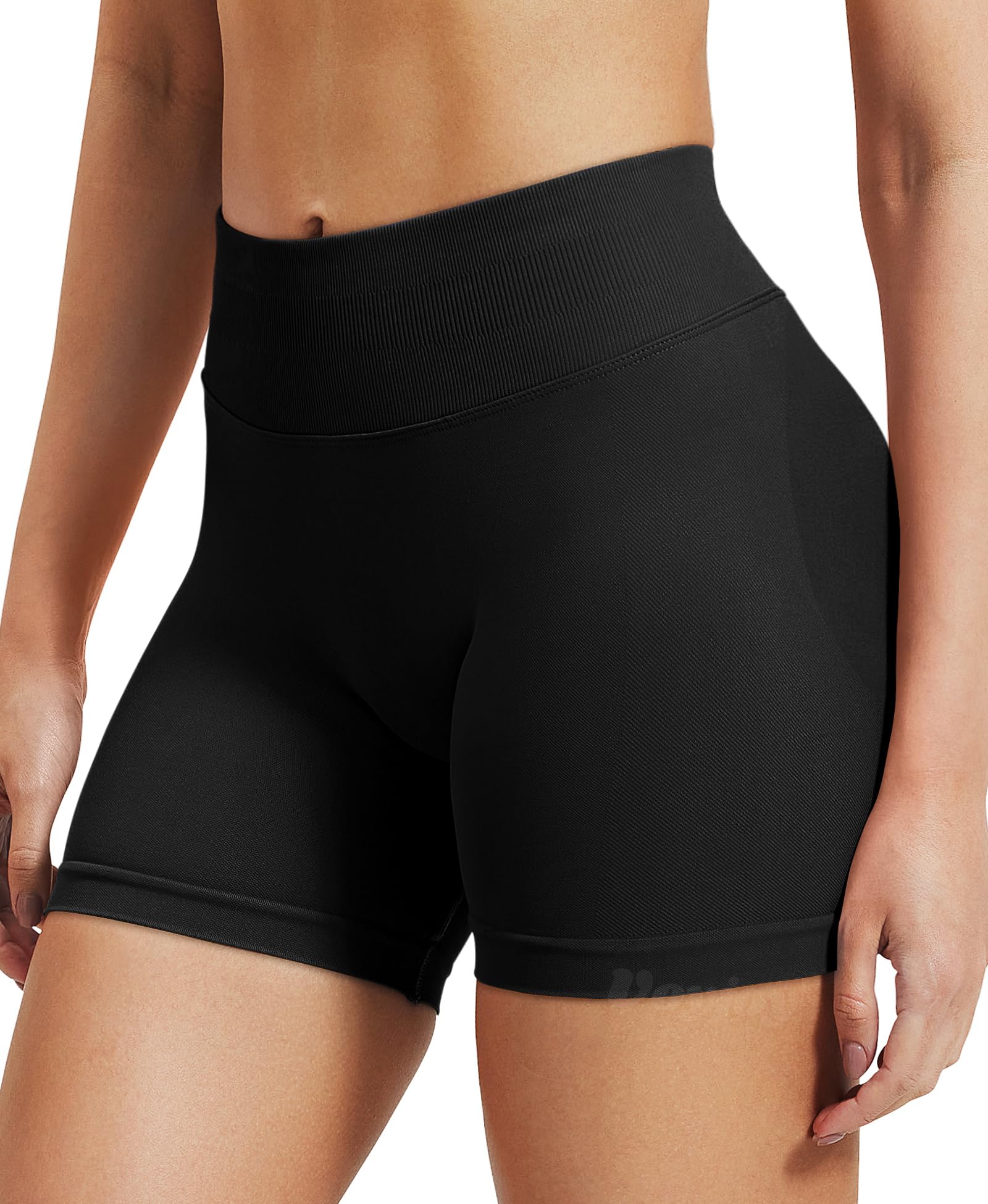 VOYJOY Women Workout Impact Shorts 2.5"/ 3.6"/ 4.5"/ 6" Scrunch Butt Lifting Gym Seamless Booty Biker Shorts Black
