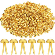 Hotop 500 Pcs Brads for Paper Crafts Metal Round Brass Paper Fasteners for Craft Art Crafting School DIY Supplies(0.3 x 0.6 Inch,Golden)