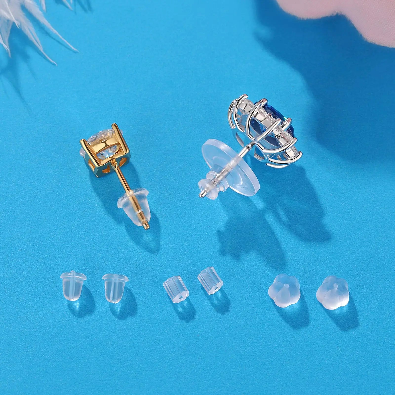 6 Styles Silicone Earring Backs, 600 Clear Soft Hypoallergenic Plastic Rubber Earring Backs Clutch Stoppers Kits for Fish Hook Hoops