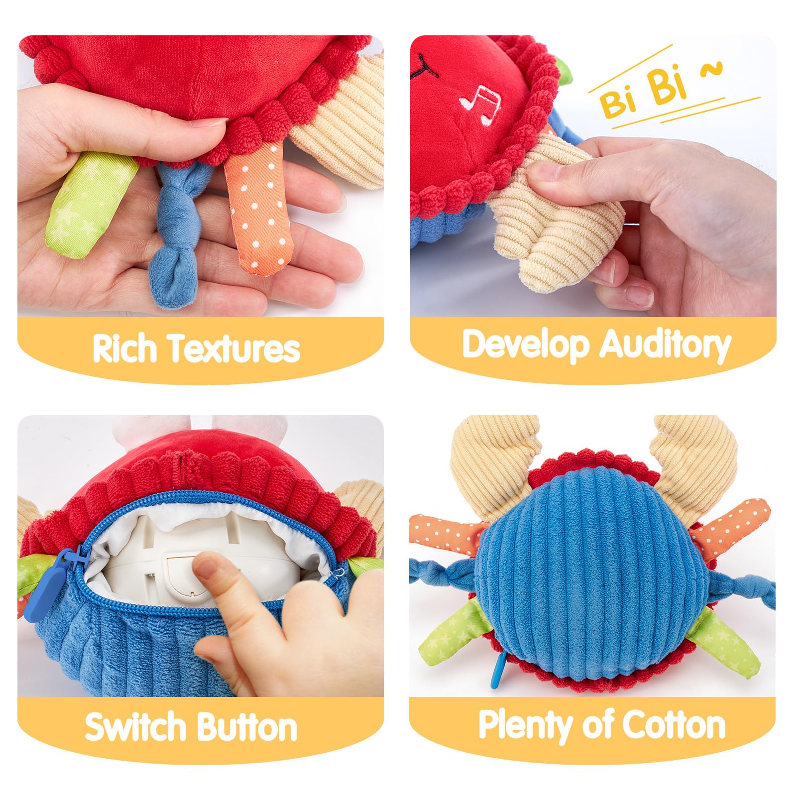 hahaland Baby Toys 12-18 Months - Crawling Musical Dancing Walking Moving Bouncing Learning Crab Tummy Time Toy Sensory Toddler Travel Toys for 1-3 Year Old Christmas Birthday Gifts Stocking Stuffers