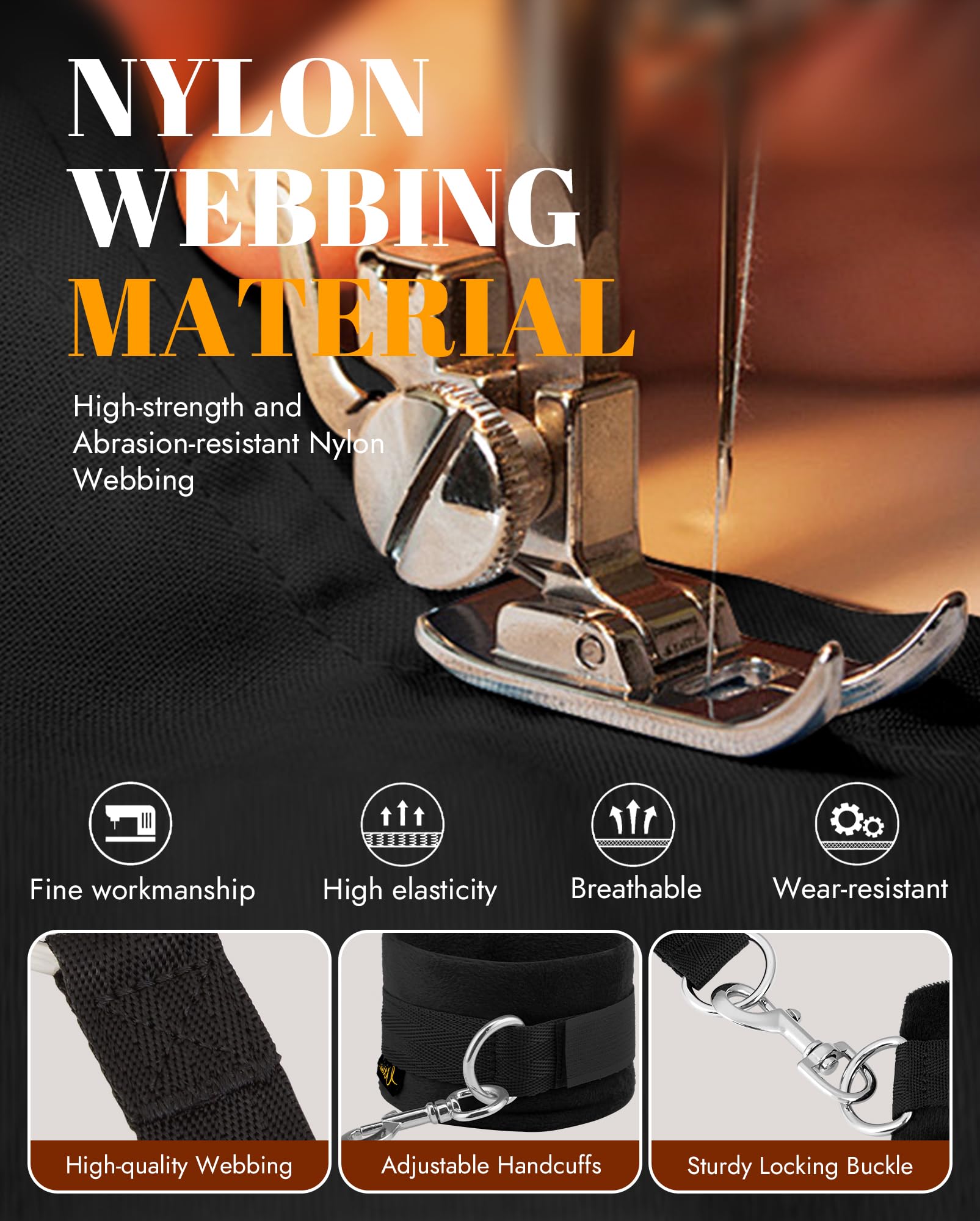 BDSM Bondage Restraint Sex Toys - UTIMI Bed Sex Straps Set with Handcuffs Ankle Cuffs Blindfold Feather Tickler & 4 Separate Straps Adult Kinky Bondage Rope Toy for Men Women and Couples Foreplay