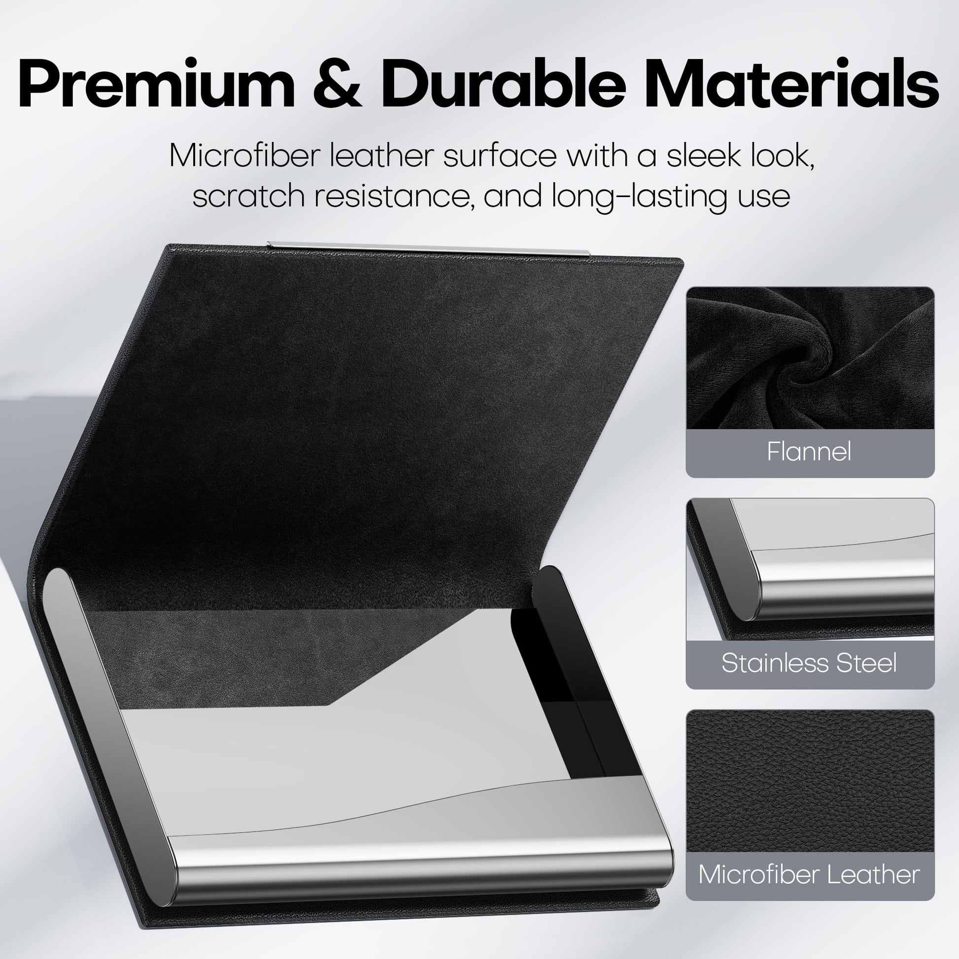 Padike Business Card Holder/ Case Professional PU Leather & Stainless Steel Multi Wallet Credit Card ID Case/Holder for Men & Women. (Black)
