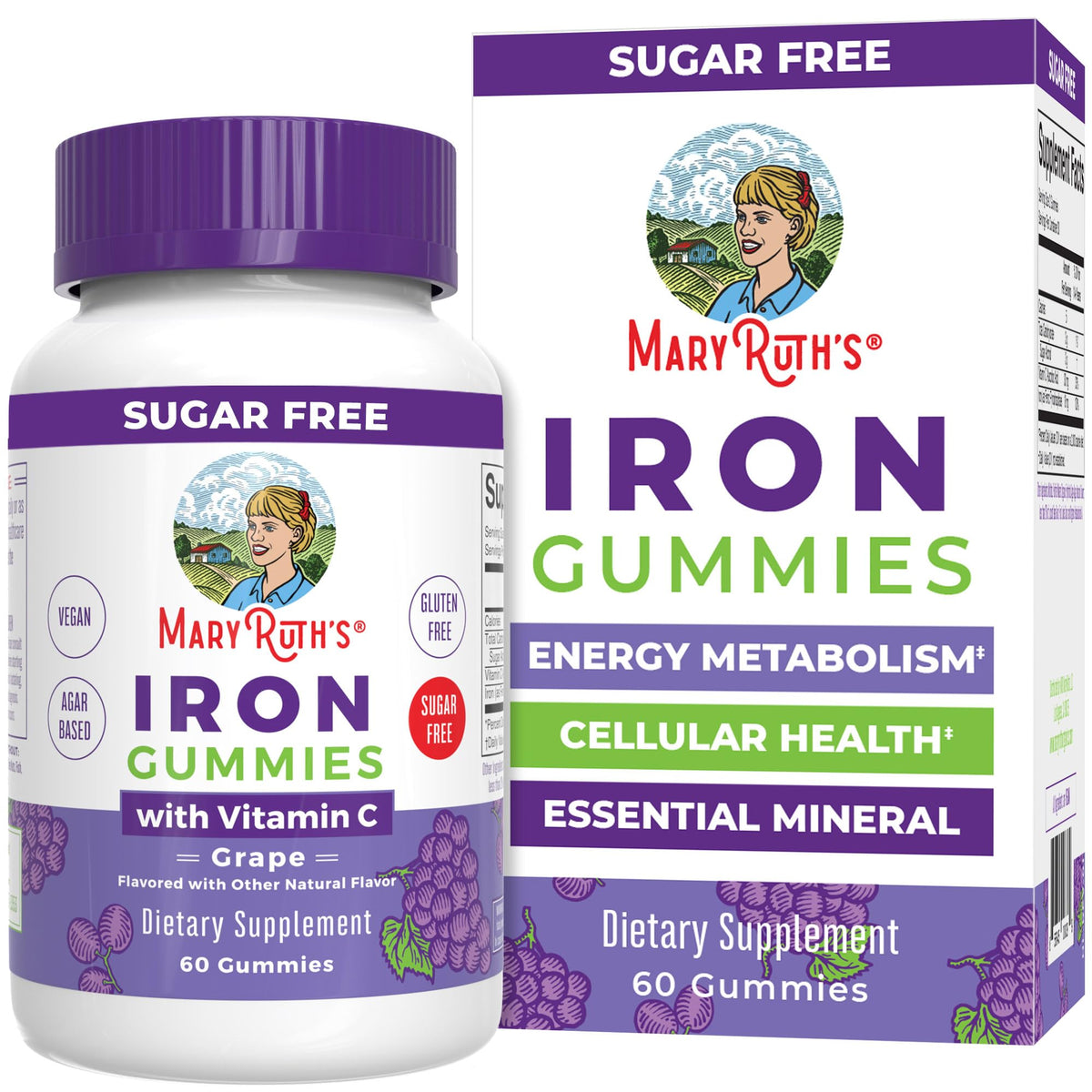 MaryRuth Organics Iron Gummies for 14+ with Vitamin C for Absorption | Sugar Free | Gummy Iron Supplement + VIT C | Energy Metabolism | Cellular Health | Immune Support | Vegan | Non-GMO | 60 Count
