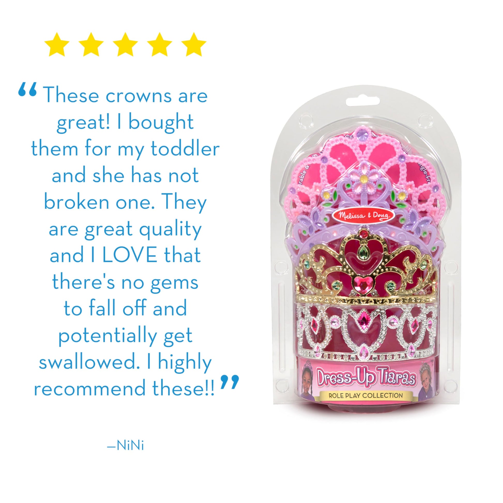 Melissa & Doug Dress-Up Tiaras Play Set for Kids (4-Piece) – Pretend Princess Crowns for Costume Role Play – Preschool Jewelry Toys for Girls Ages 3+