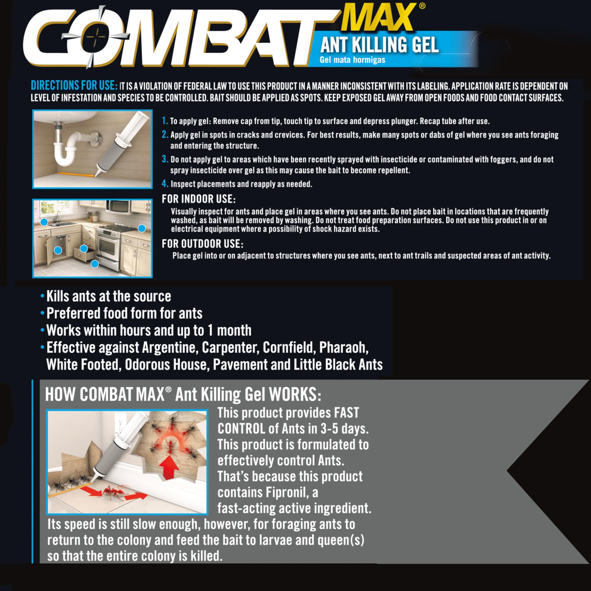 Combat Indoor and Outdoor Ant Killing Gel, 27 Gram