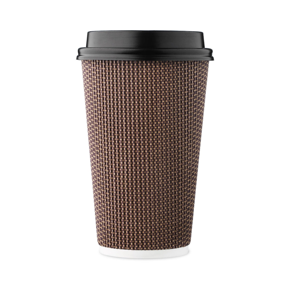 [85 SET]Harvest Pack 16 oz Coffee Cups, Disposable Insulated Ripple Coffee Cups, Double-Walled To go Cups with Lids, Brown Geometric, Drinking Paper Cups for Tea Hot Chocolate Drinks
