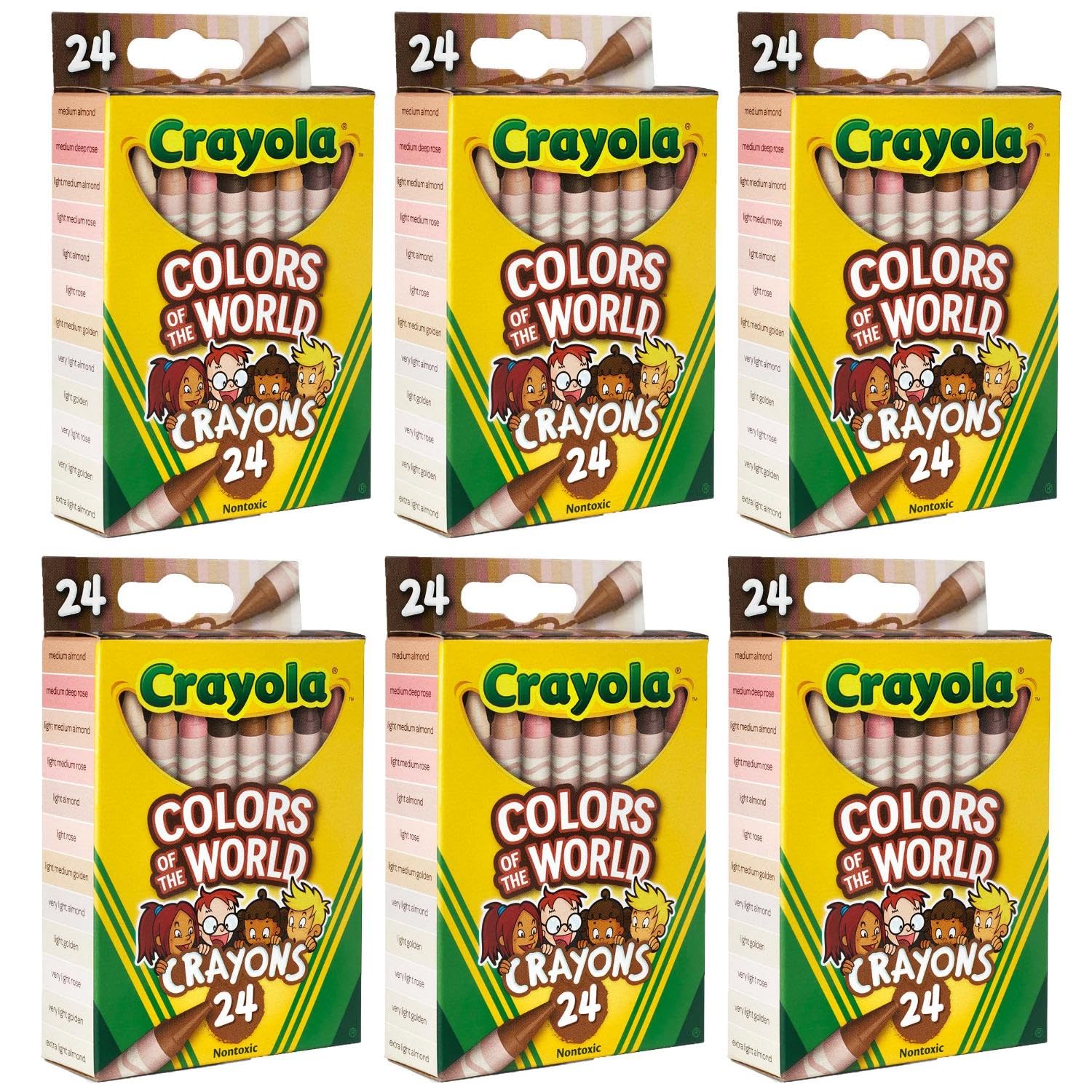Crayola Bulk Crayon Set, Colors of The World, Multicultural Crayons, School Supplies, 6 Sets of 24 Colors