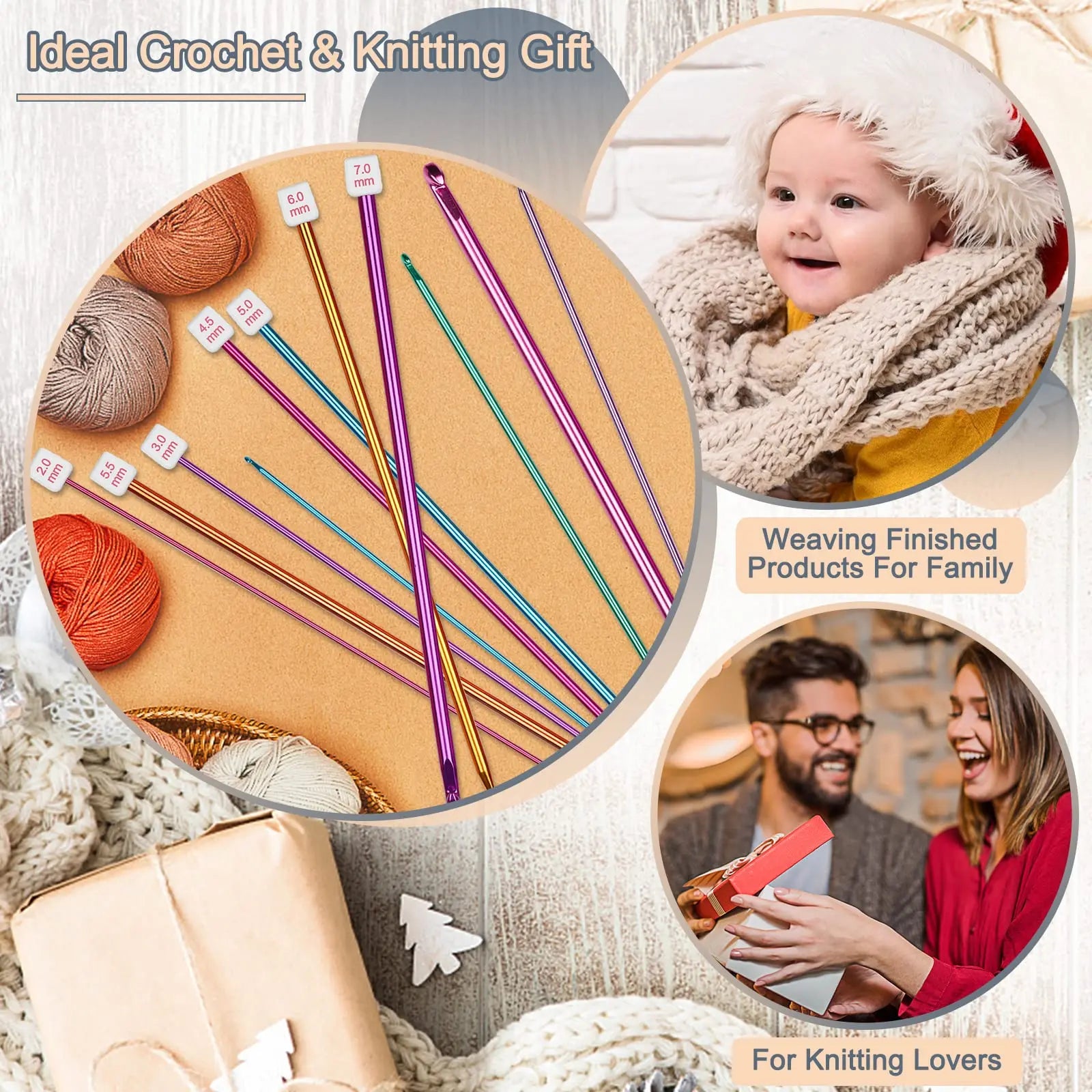 Coopay Long Crochet Hook Set, 11pcs Tunisian Multicolor Afghan Crochet Needles for Crocheting, 2mm(B)-8mm(L), Great Knitting & Crochet Supplies Tool for Beginner, Crocheter & Knitter