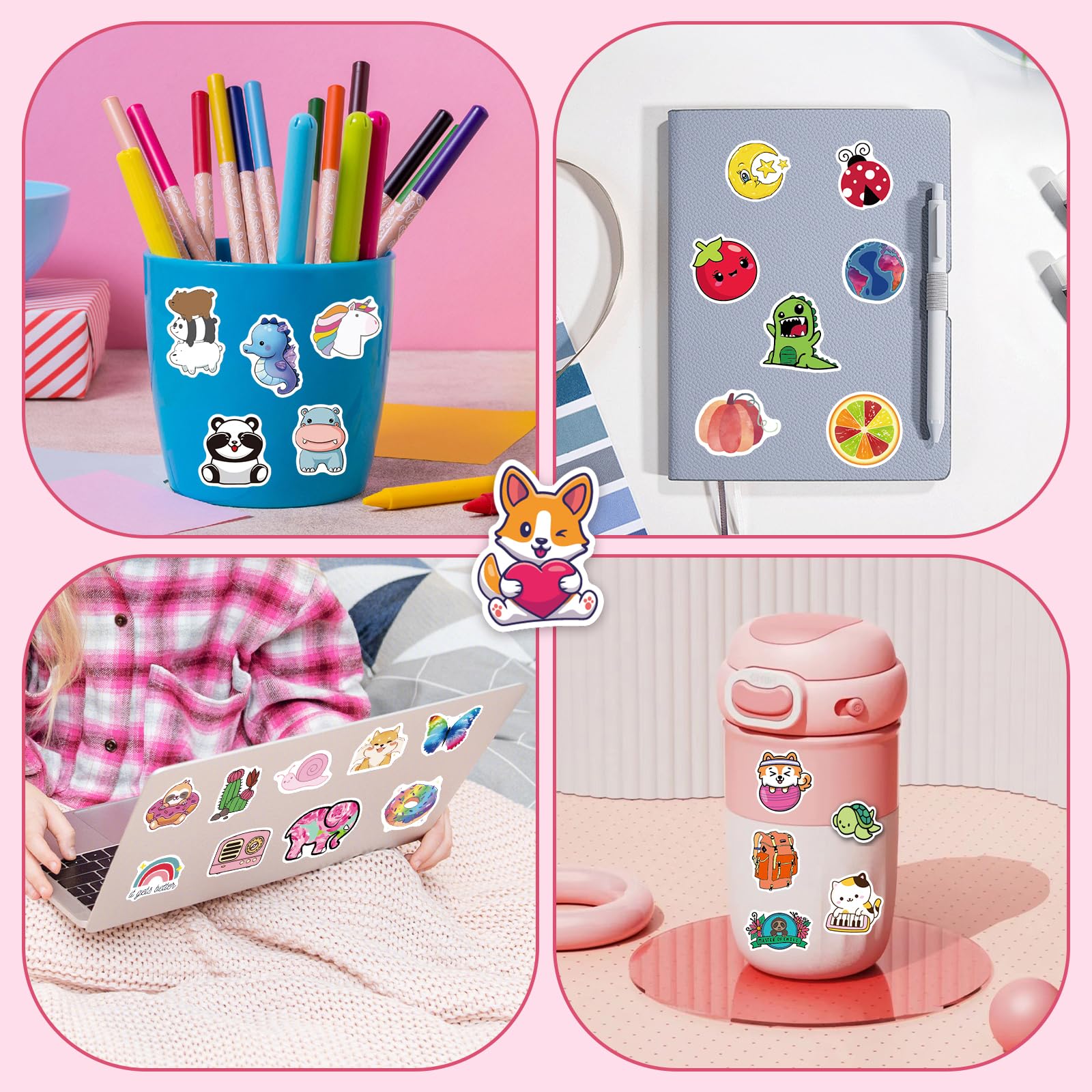 Stickers for Water Bottles, 200PCS Water Bottle Stickers for Kids, Waterproof Vinyl Stickers, Cute Stickers for Kids Classroom, Teacher Prizes Classroom Must Haves