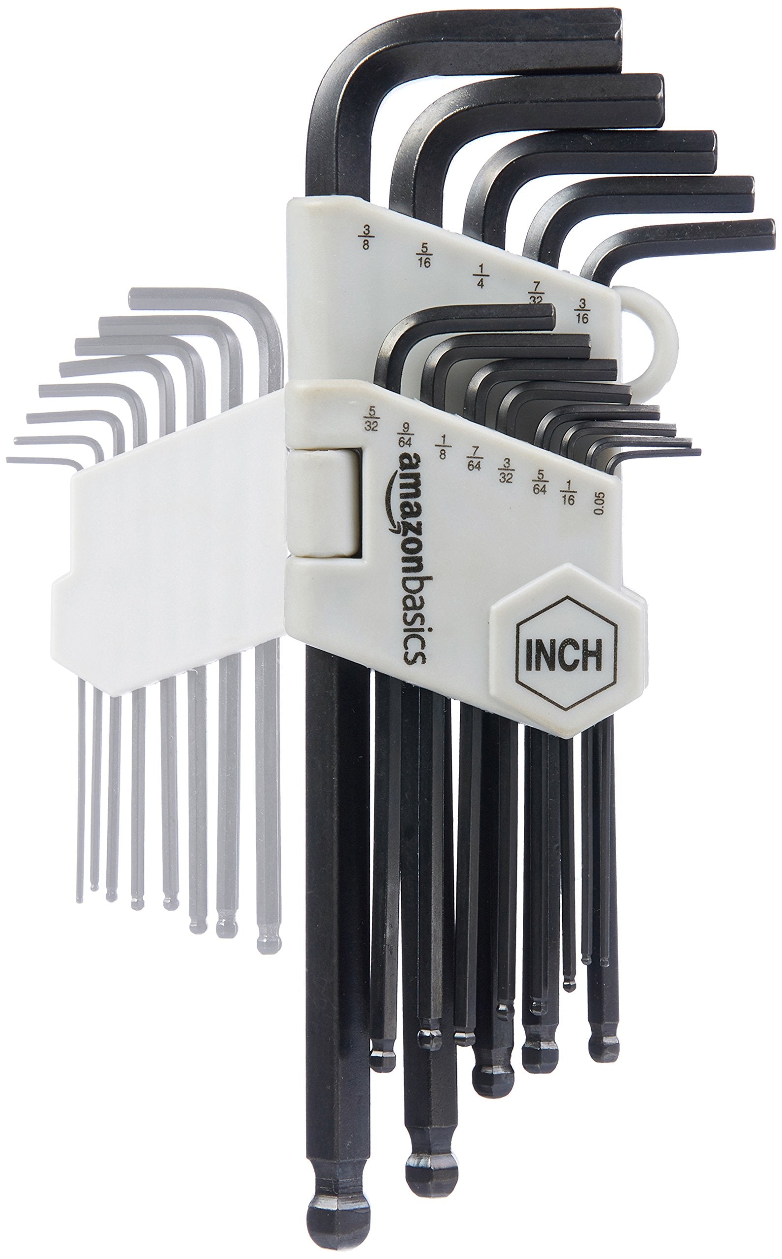 Amazon Basics Hex Key Allen Wrench, Long Arm, Metric and Standard Sizes, 26-Piece