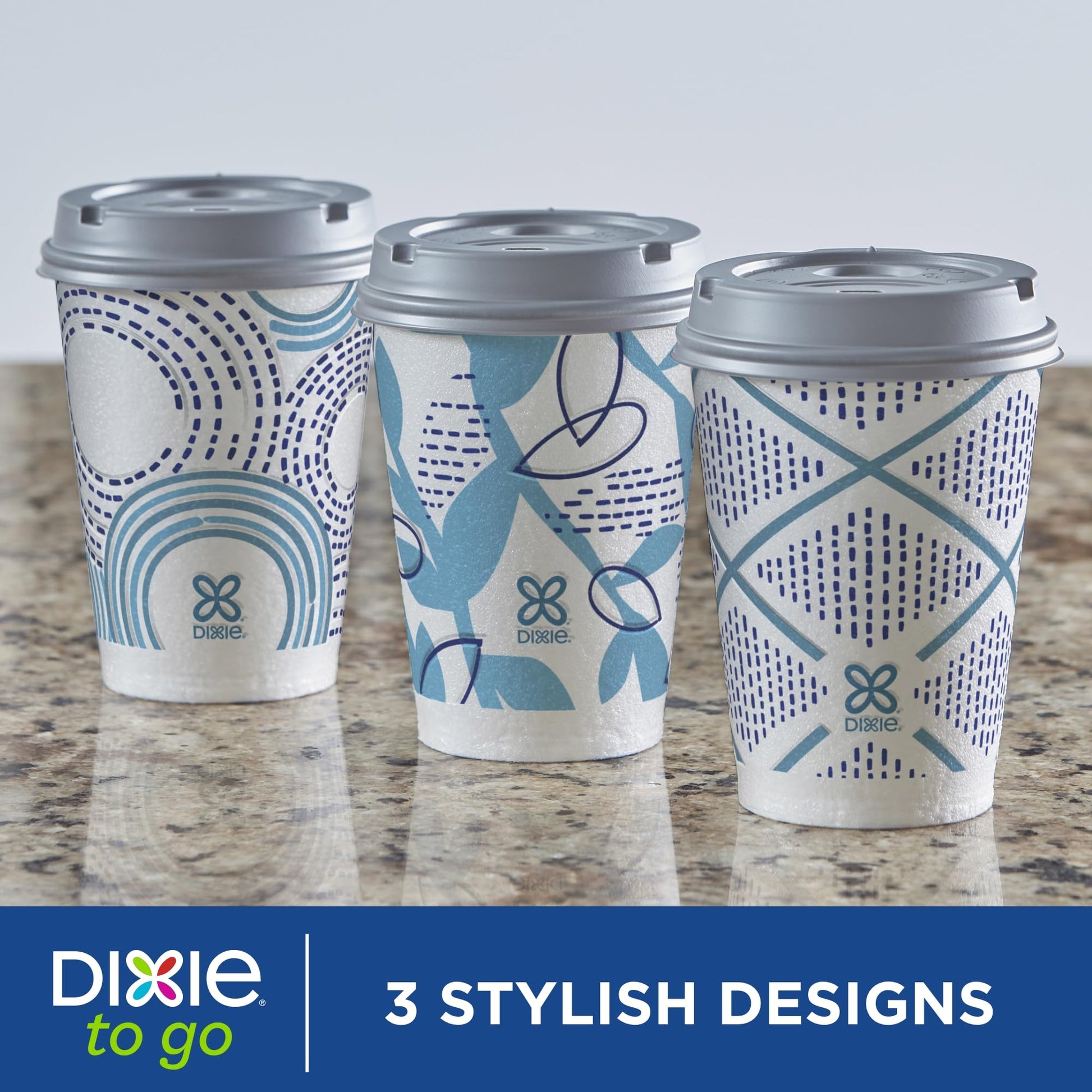 Dixie To Go Paper Coffee Cups With Lids, 12 oz, 14 ct, Disposable Insulated Paper Cups for On-The-Go Hot or Cold Beverages
