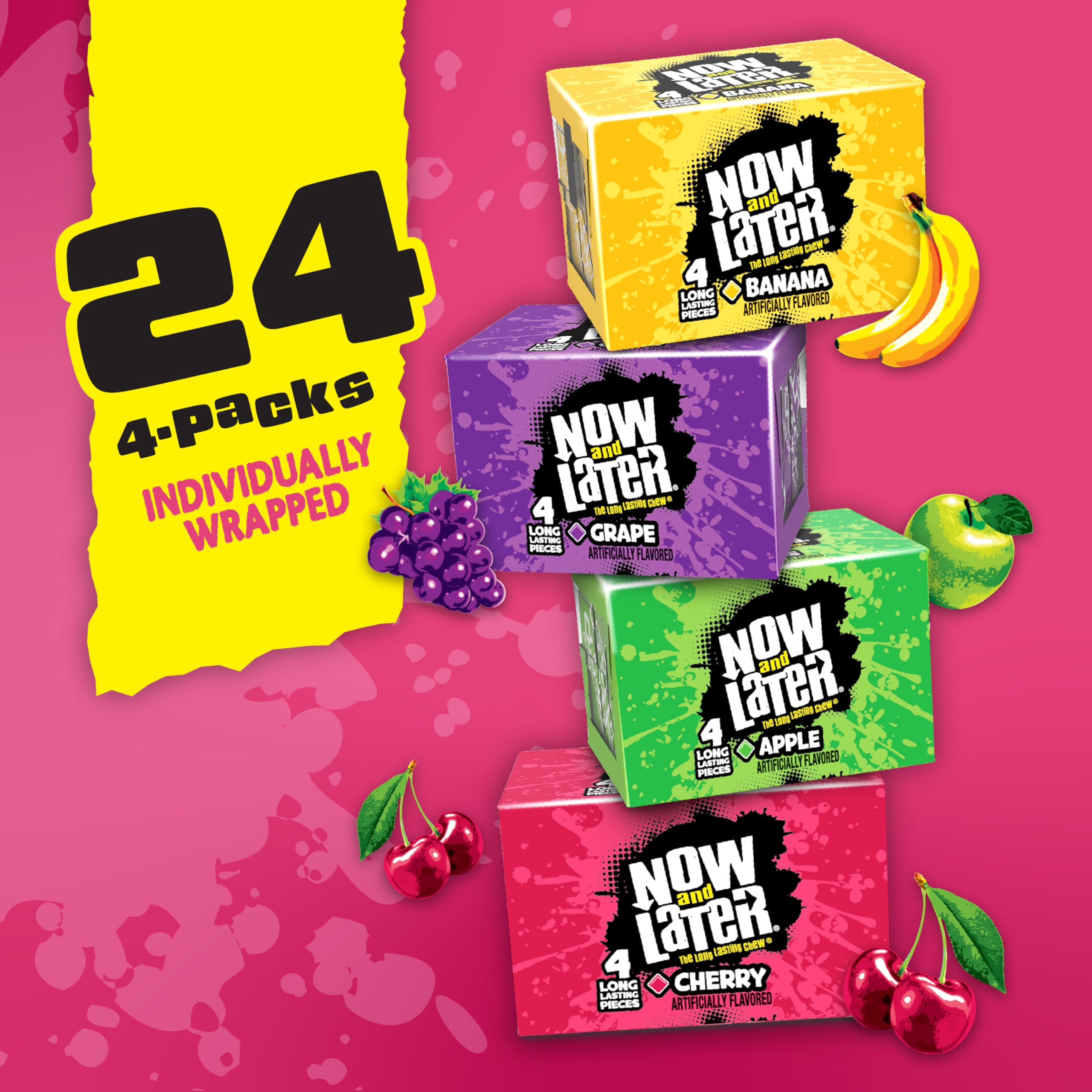 Now and Later Candy, Original Mix, Chewy and Fruity, 24 count