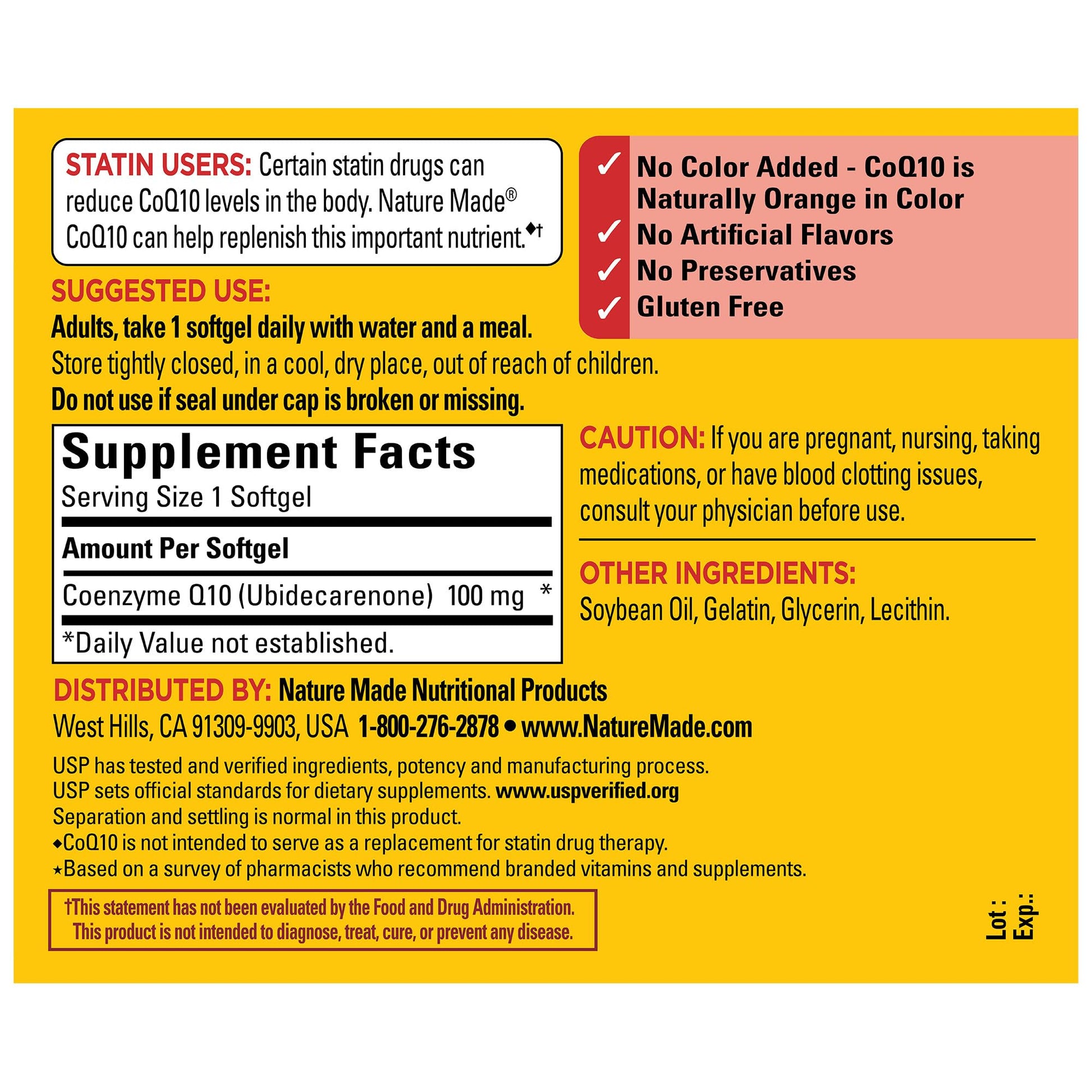 Nature Made CoQ10 100mg, Dietary Supplement for Heart Health Support, 120 Softgels, 120 Day Supply