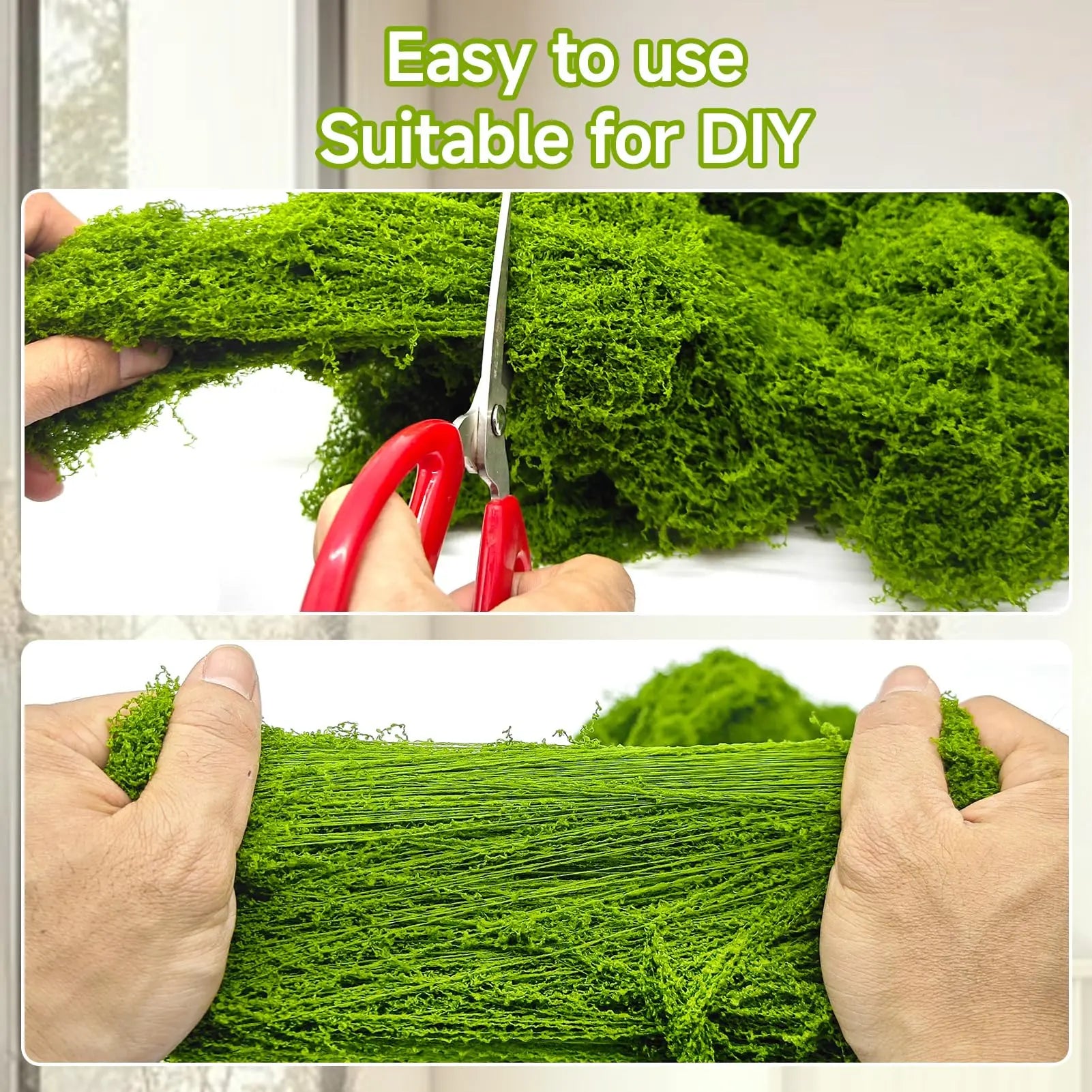 Aspamms Fake Green Moss for Potted Plants Indoor, 5.3oz Artificial Moss for Crafts, Faux Moss Decor for Fairy Garden, DIY Decorative, Model Making, Walls, Glass Containers, Home