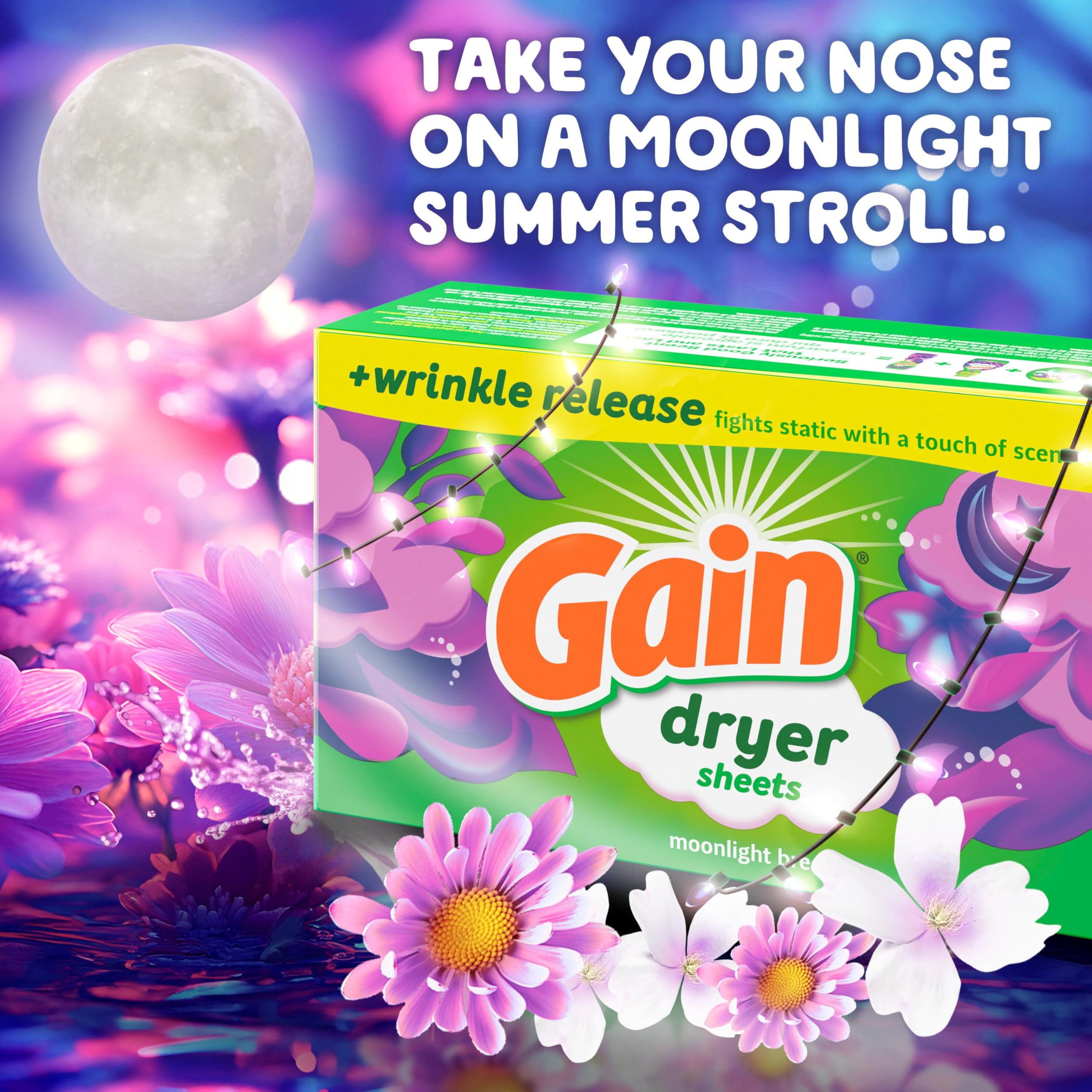 Gain Dryer Sheets Laundry Fabric Softener, Moonlight Breeze, 240 Count