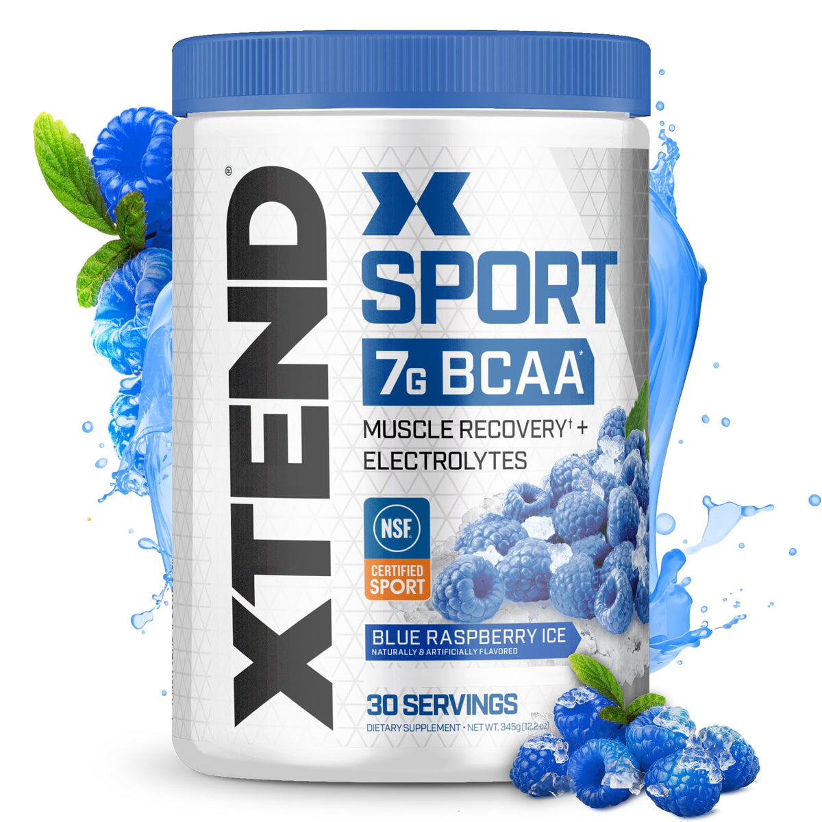 XTEND Sport BCAA Pulver Blue Raspberry Ice - Elektrolyt-Pulver für Regeneration & Hydration mit Aminosäuren - 30 Portionen