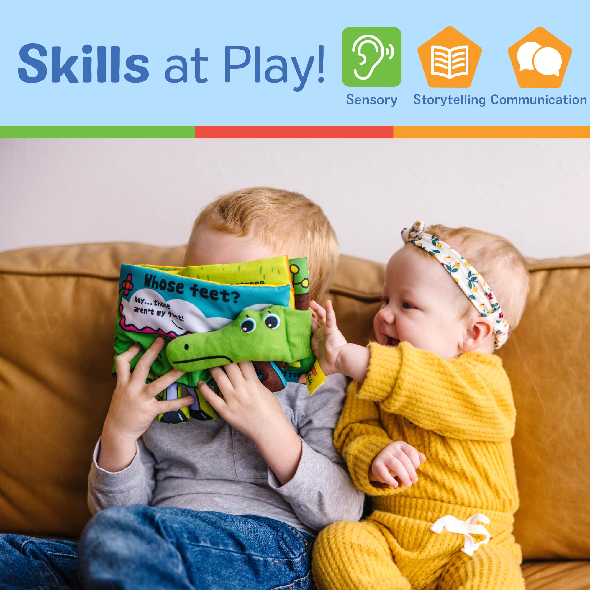 Melissa & Doug Soft Activity Baby Book - Whose Feet? Sensory Toys for Toddlers, Travel Toys for Toddlers Boys and Girls