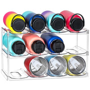 LARGER Compartment - 3 Tier Stackable Water Bottle Organizer Holder - for Stanley 40oz & Others' Large Tumbler - Clear Wine Rack, 12 Cup Bottle Holder for Cabinet Home Countertop Fridge Pantry Shelf