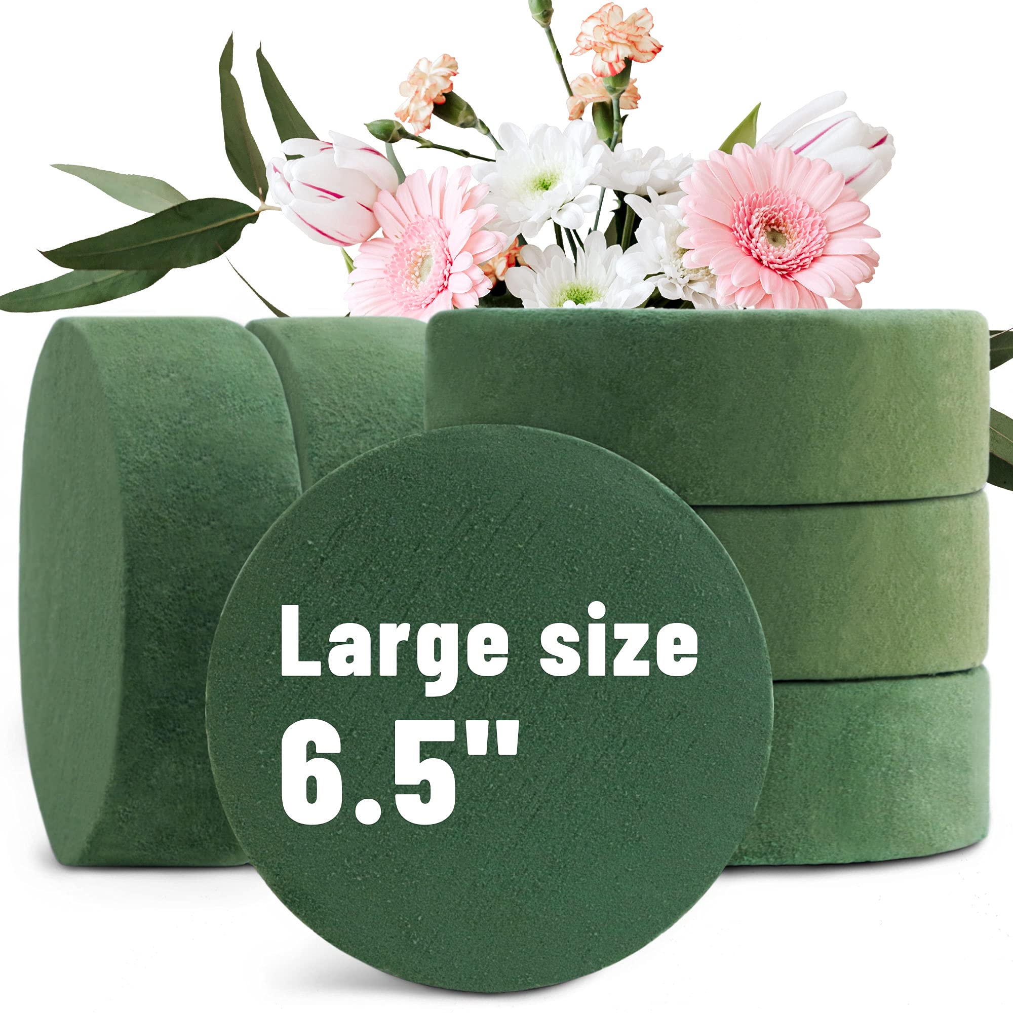 Max Shape 6 Packs Round Floral Foam Blocks,6.5'' Large Dry Floral Foam for Artificial Flowers,Flower Foam Blocks for Wedding Aisle Flowers Party Decoration