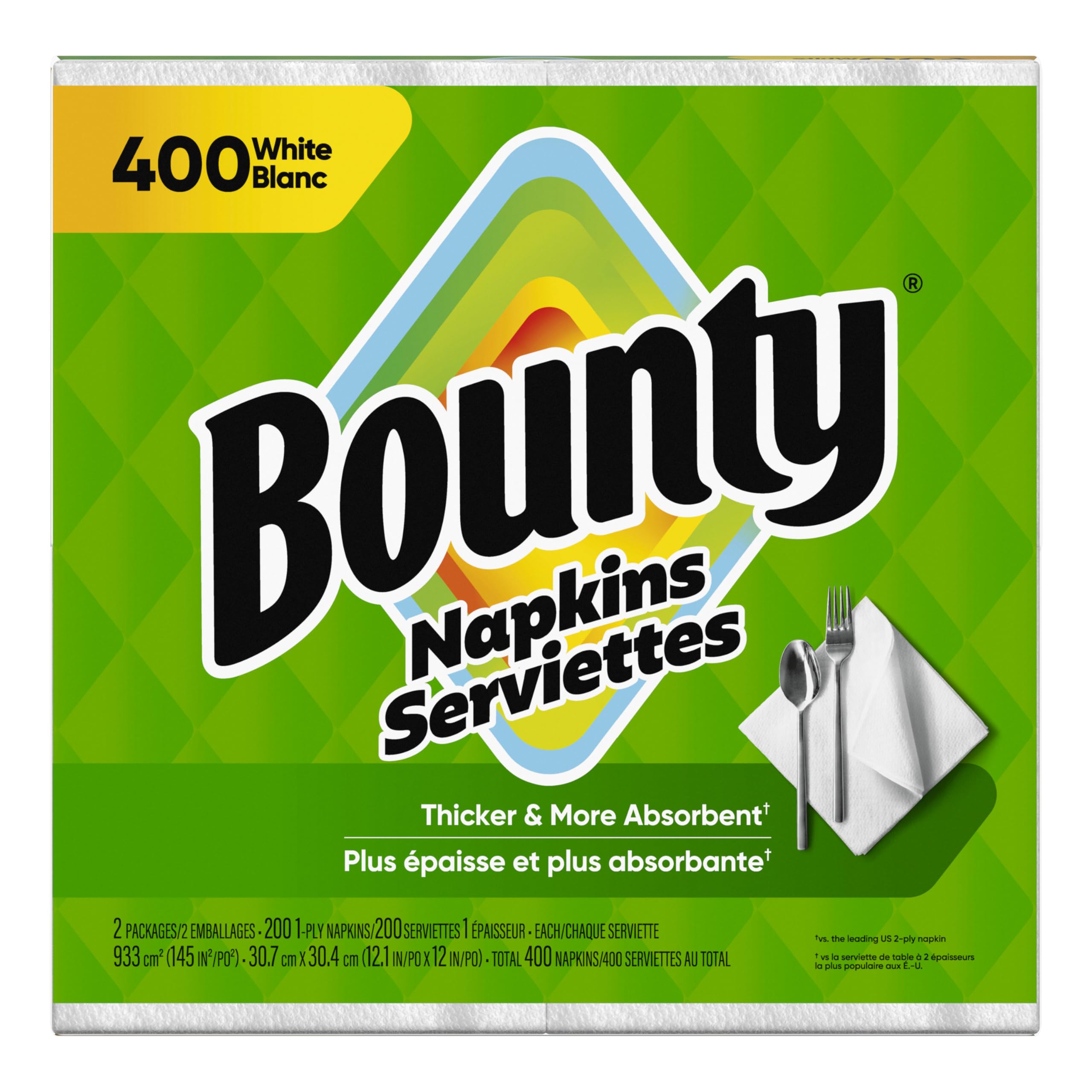 Bounty Paper Napkins, White, 400 Count