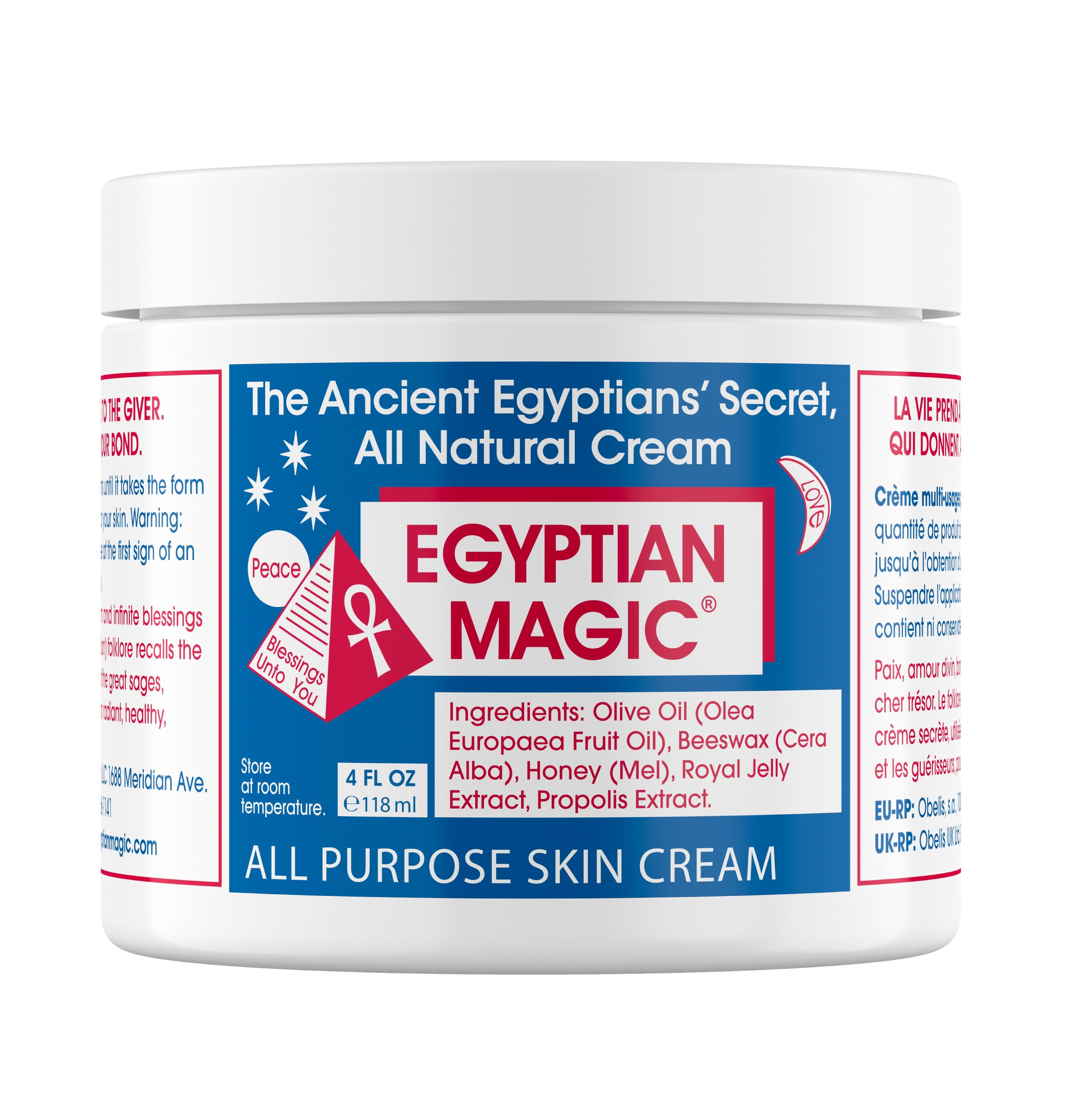 Egyptian Magic - All Purpose Face, Body, and Dry Skin Moisturizing Cream, Skin Protectant for Women & Men, Eczema Care Healing Balm, Scar Treatment, Stretch Marks, and Tattoo Aftercare, 4oz Jar