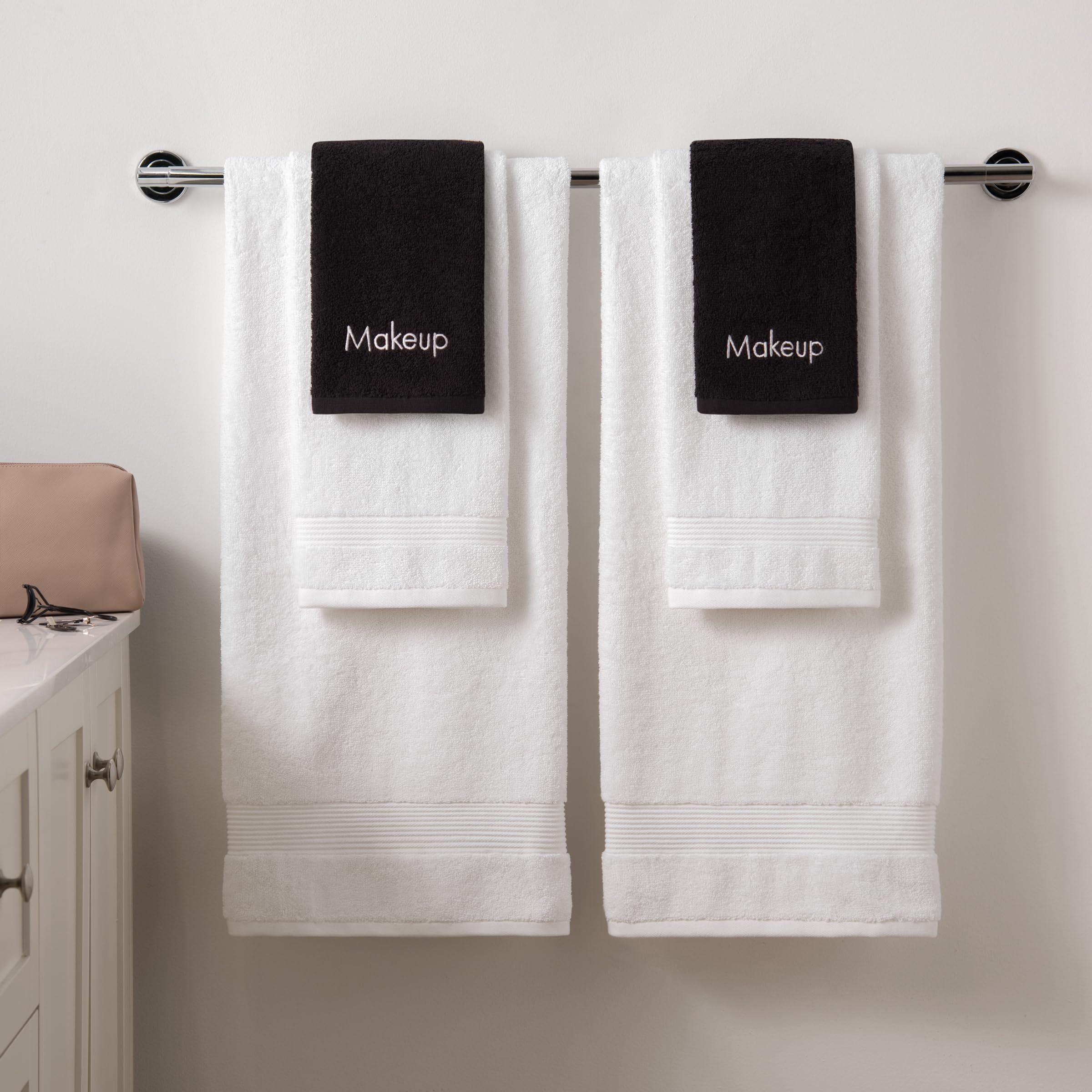 Arkwright Makeup Towels - Pack of 6 - Soft & Gentle Cotton Washcloth Face Make Up Remover, Reusuable Eraser Cloth Essentials for Hosts & Artists, 13 x 13 in, Black