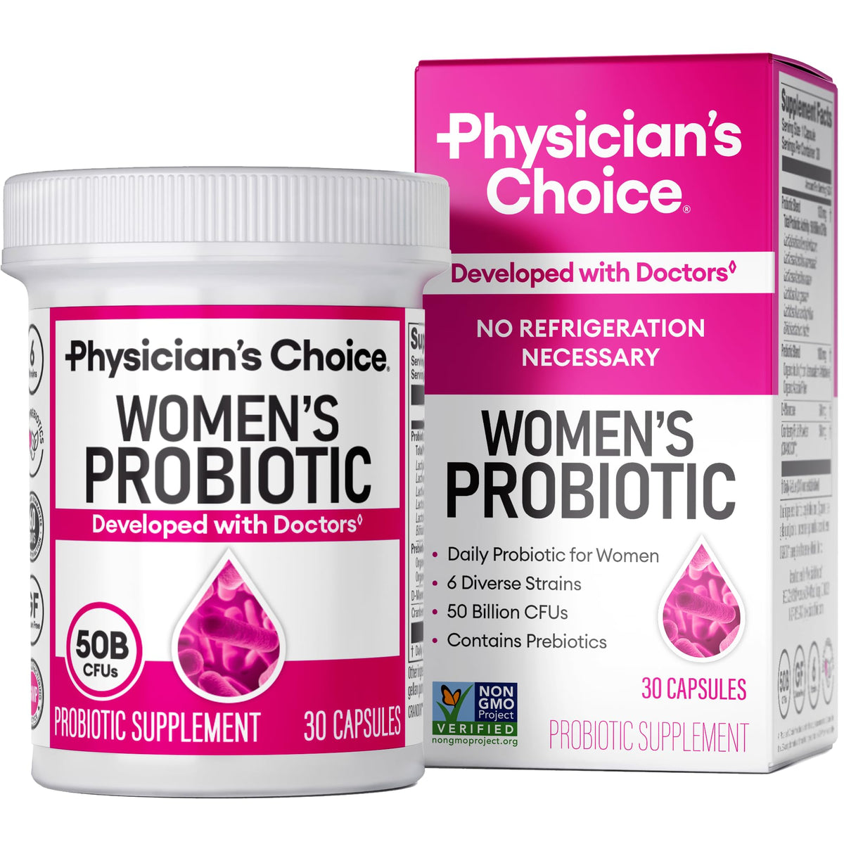 Physician's CHOICE Probiotika für Frauen – pH-Balance, Verdauung, Harnwege & weibliche Gesundheit – 50 Milliarden KBE – 6 einzigartige Stämme für sie – Bio-Präbiotika, Cranberry-Extrakt+ – Frauenprobiotikum – 30 Stück