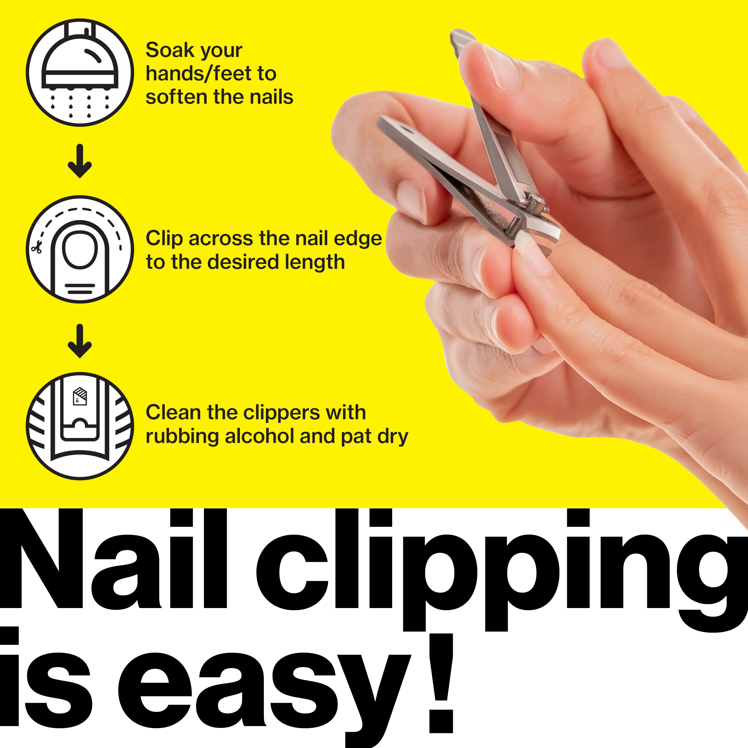 Ultra Sharp Nail Clippers Set - 2 Pack Stainless Steel Fingernail & Toenail Trimmers with Built-in Nail File for Women & Seniors (Silver)