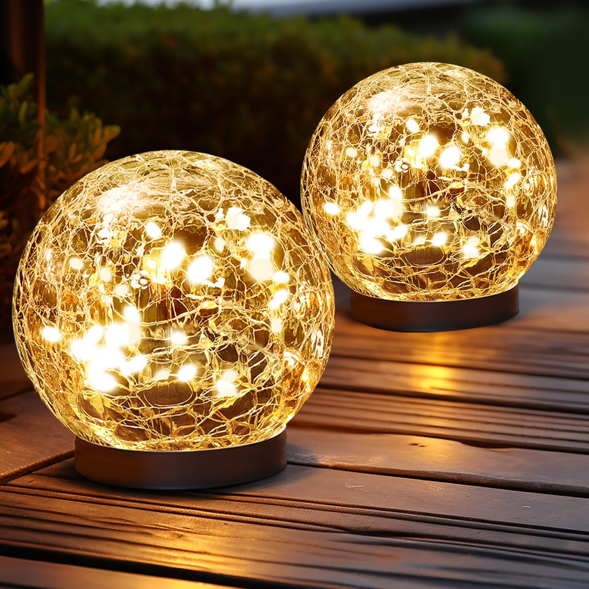 JKIMK Solar Globe Lights Outdoor Waterproof-Solar Balls for Garden-Cracked Glass Ball Outdoor-Solar Orbs for Outside-Outdoor Decorations for Patio and Yard Lawn Backyard Decor
