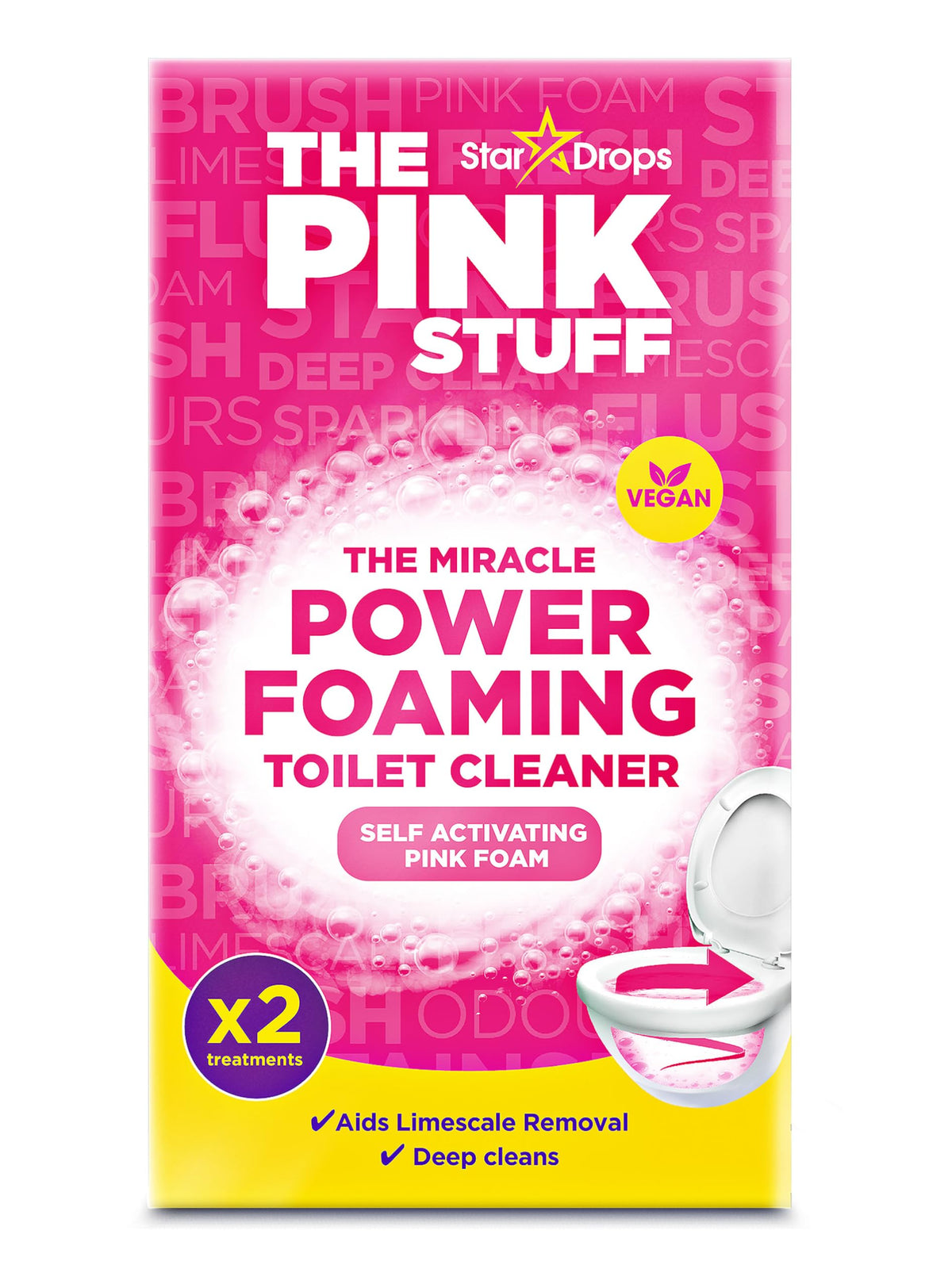 Stardrops - The Pink Stuff - The Miracle Power Foaming Toilettenreiniger - 2 Anwendungen - Selbstaktivierender Rosa Schaum Packung mit 1 (200 g)