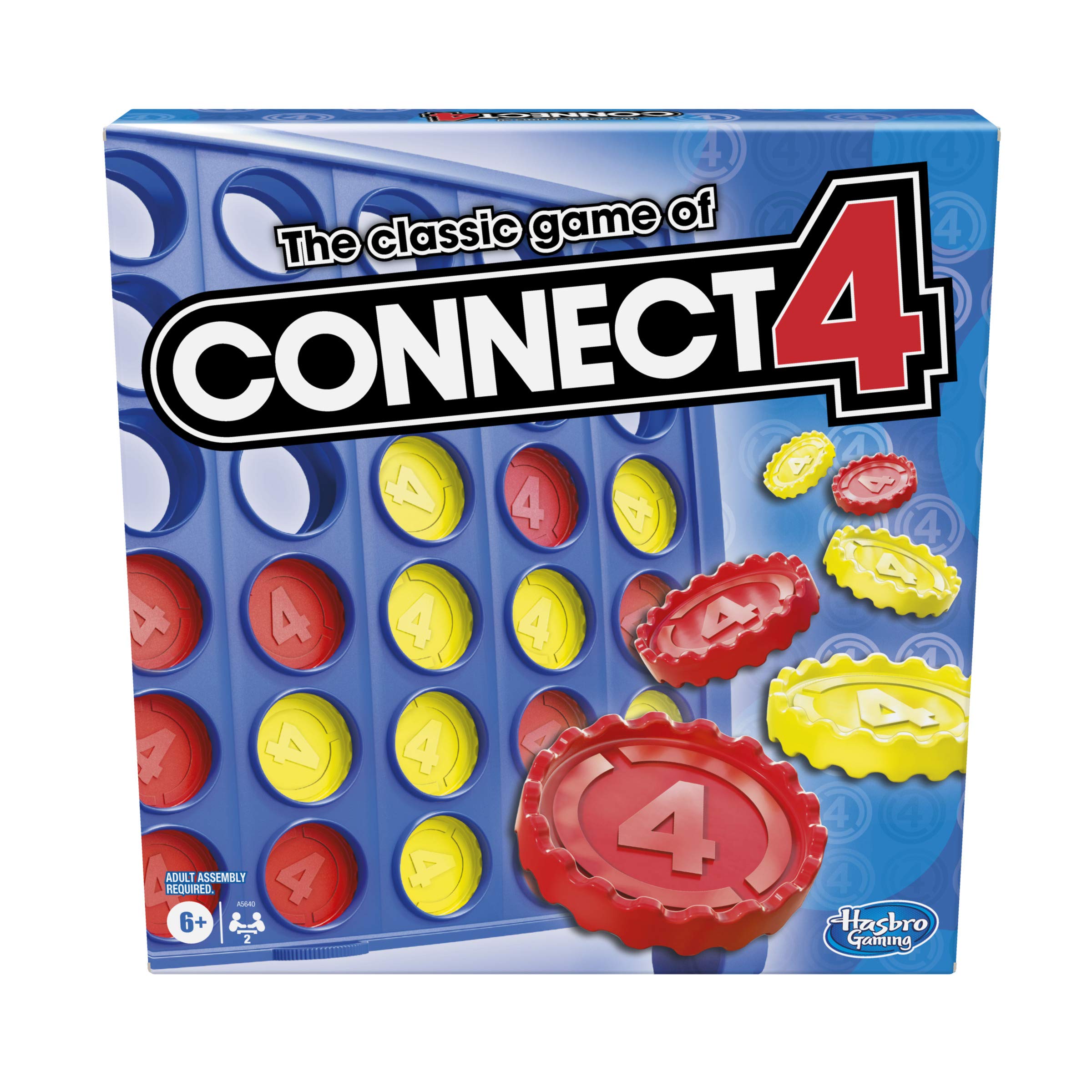 Hasbro Gaming Vier Gewinnt Classic, 4 in einer Reihe, Strategie-Brettspiel für Kinder, 2 Spieler, für Familie und Kinder, ab 6 Jahren