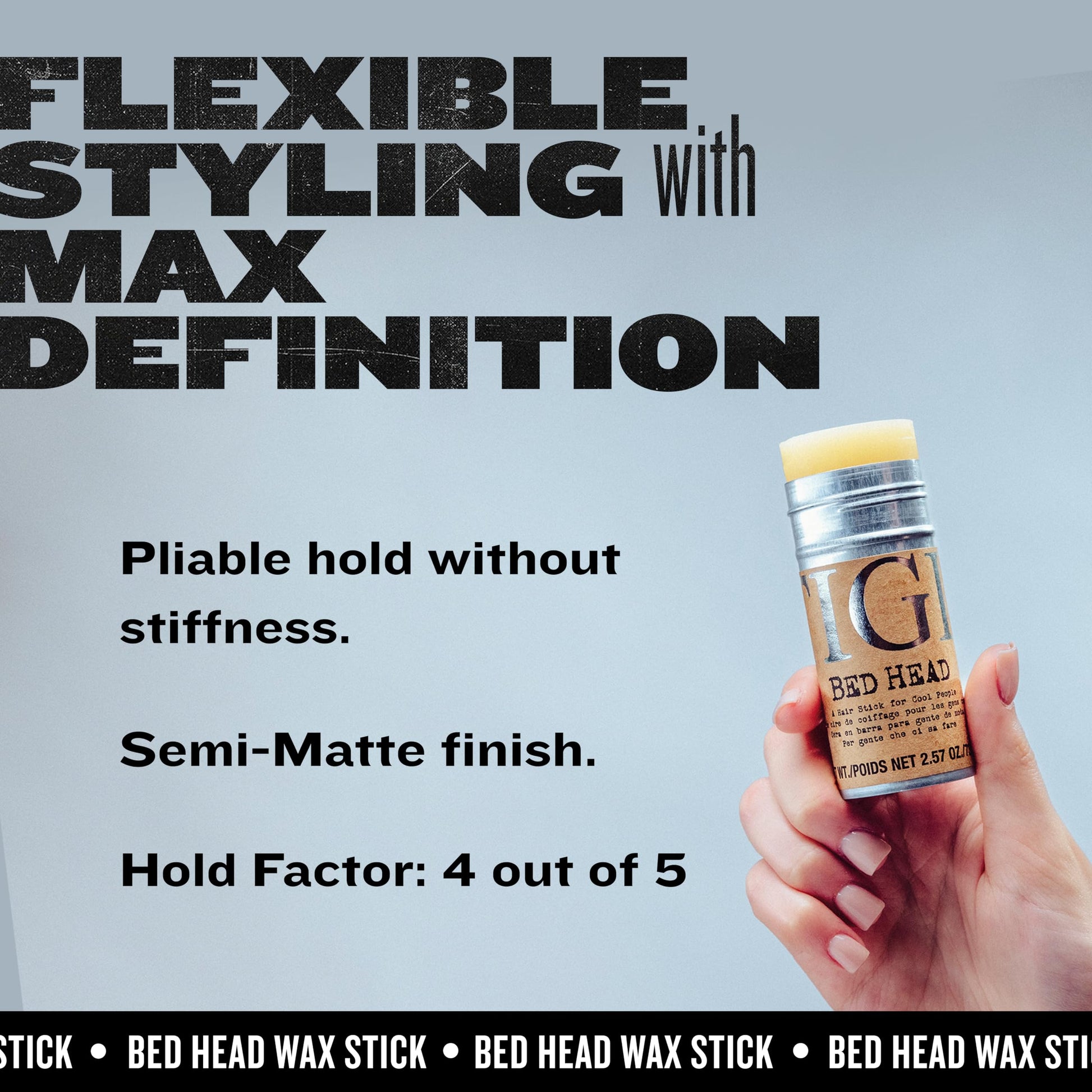 TIGI Bed Head Hair Wax Stick for a Soft, Pliable Hold, Hair Care Slick Back Stick Styling Product with Beeswax & Japan Wax, 2.57 oz