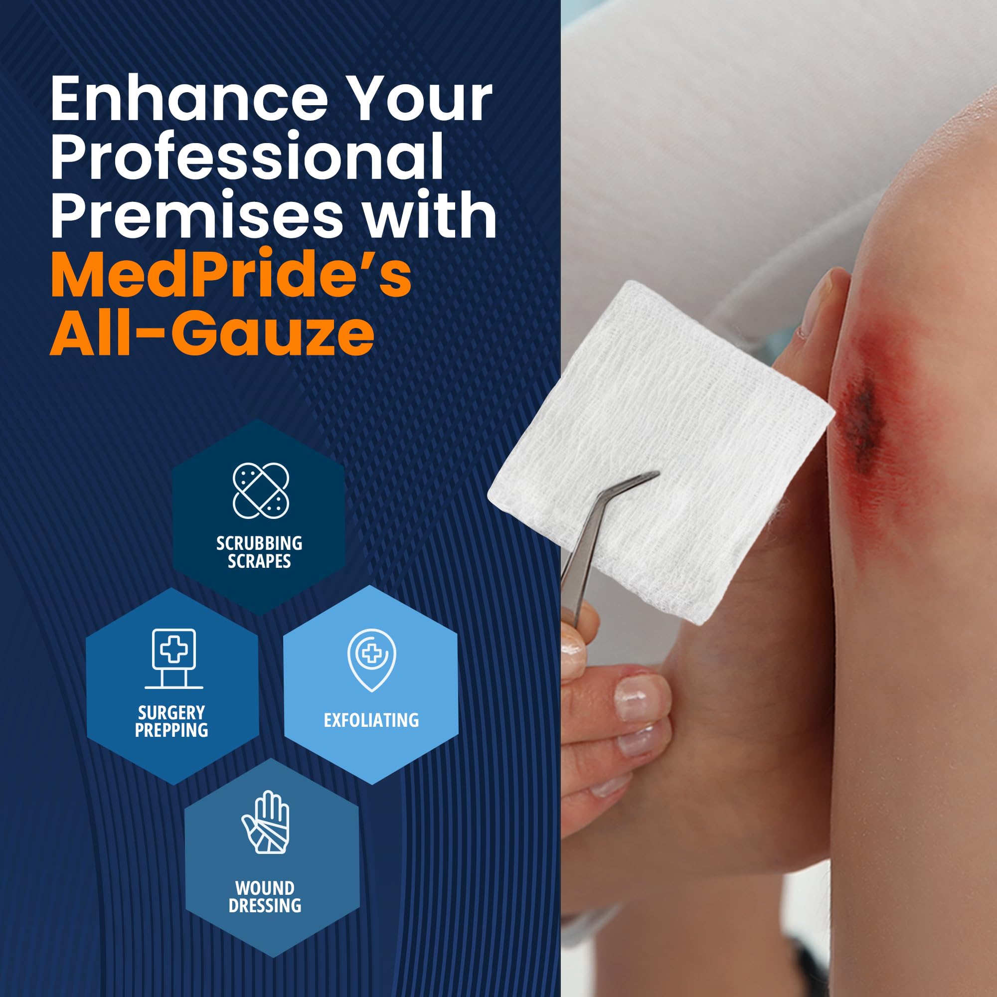 MED PRIDE 4”x 4” Gauze, 200 Surgical Sponges 12-ply Extra Absorbent | All-Gauze, Non-Sterile| Great for Wound Dressing, Prepping, Scrubbing & Cleaning| Essential First-Aid