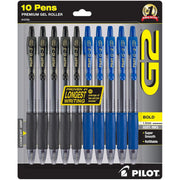 PILOT G2 Pens 1.0 mm - Bold Point, Refillable & Retractable Ballpoint Pens, Pack of 10; 5 Black & 5 Blue