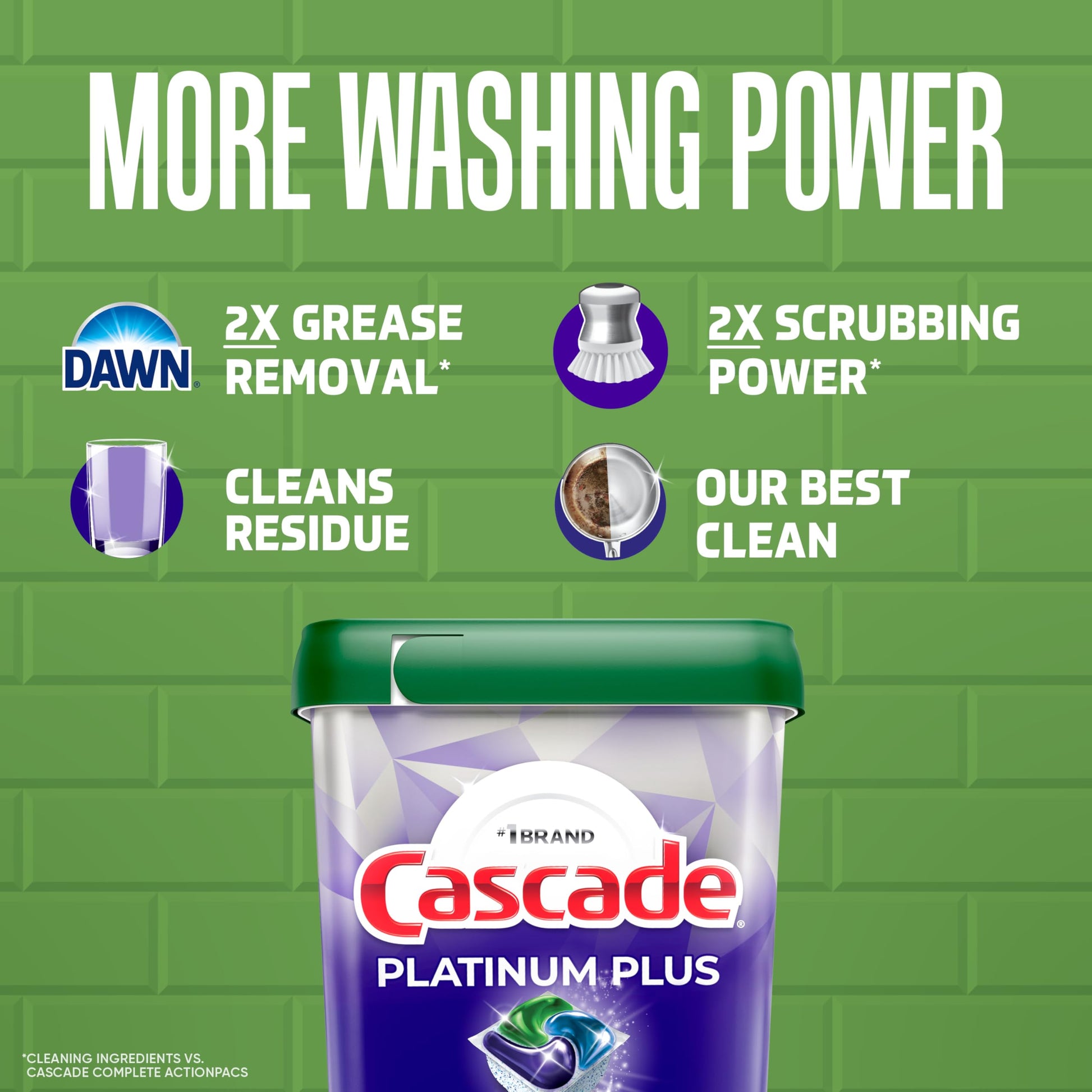 Cascade Platinum Plus Dishwasher Pods, Dishwasher Detergent, Dish Detergent Soap, Mountain, 47 Count