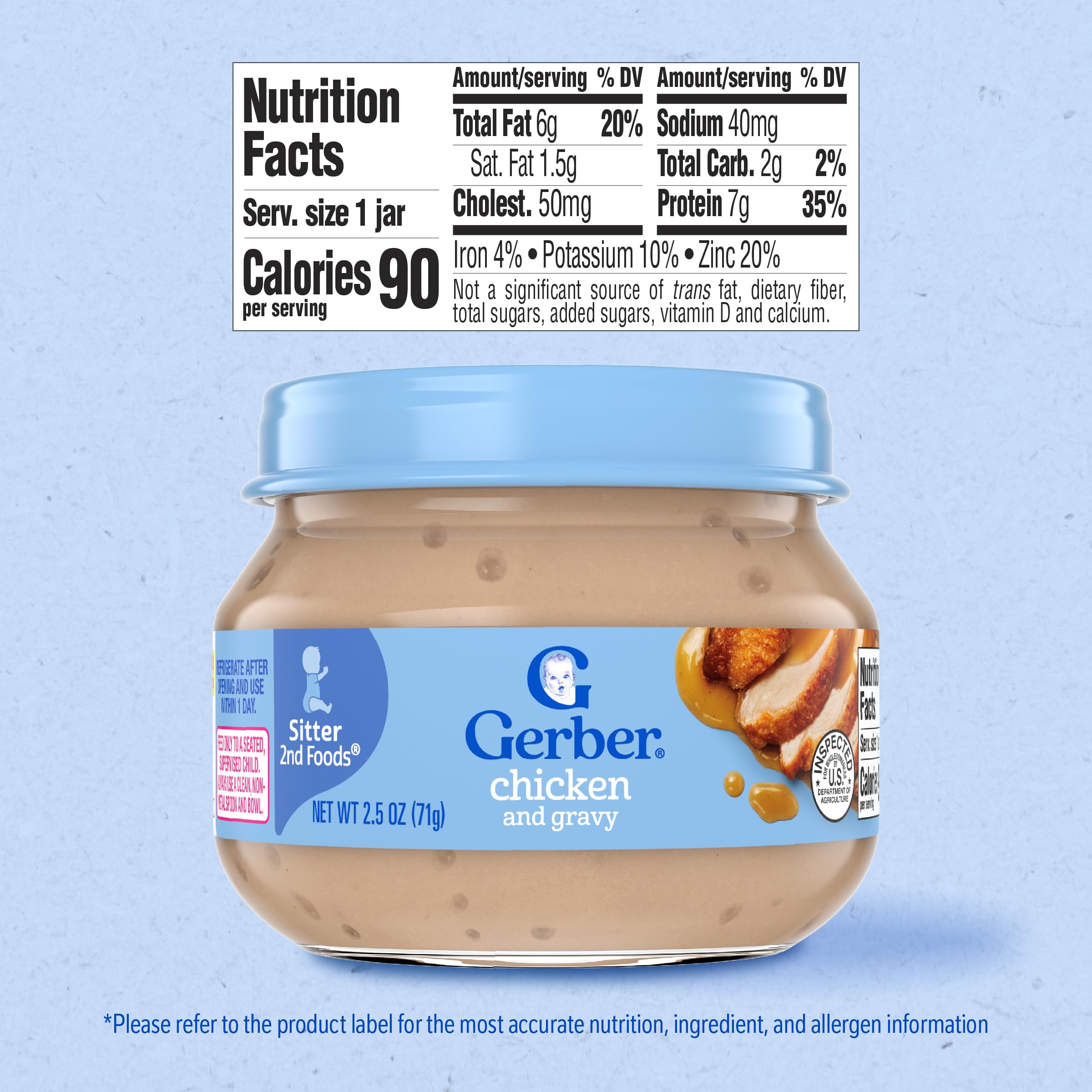 Gerber Stage 2, Chicken and Gravy Jar, Baby Food, Mealtime Poultry Puree, 10-Pack